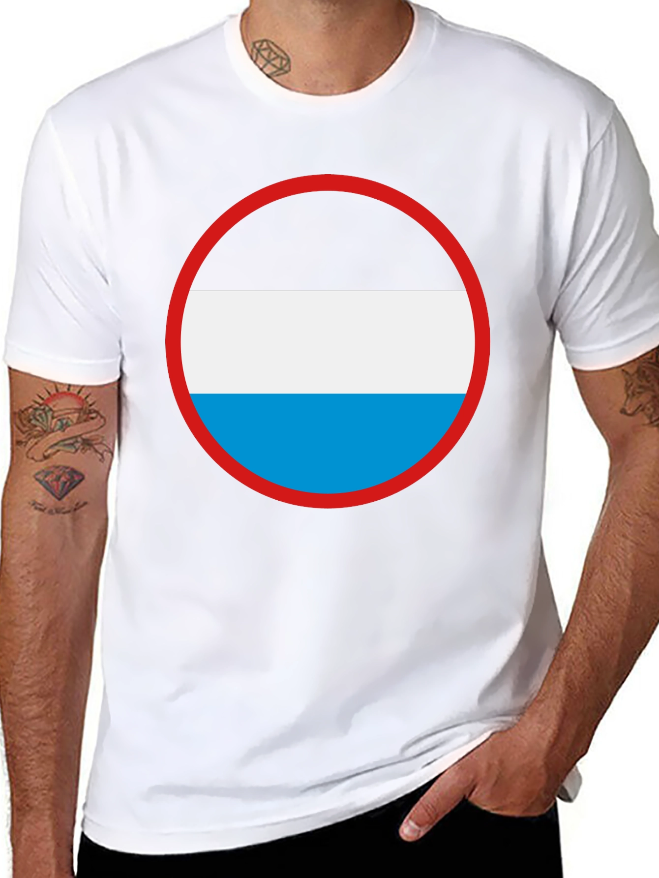 Graphic Circle T-Shirt - Black White & Blue