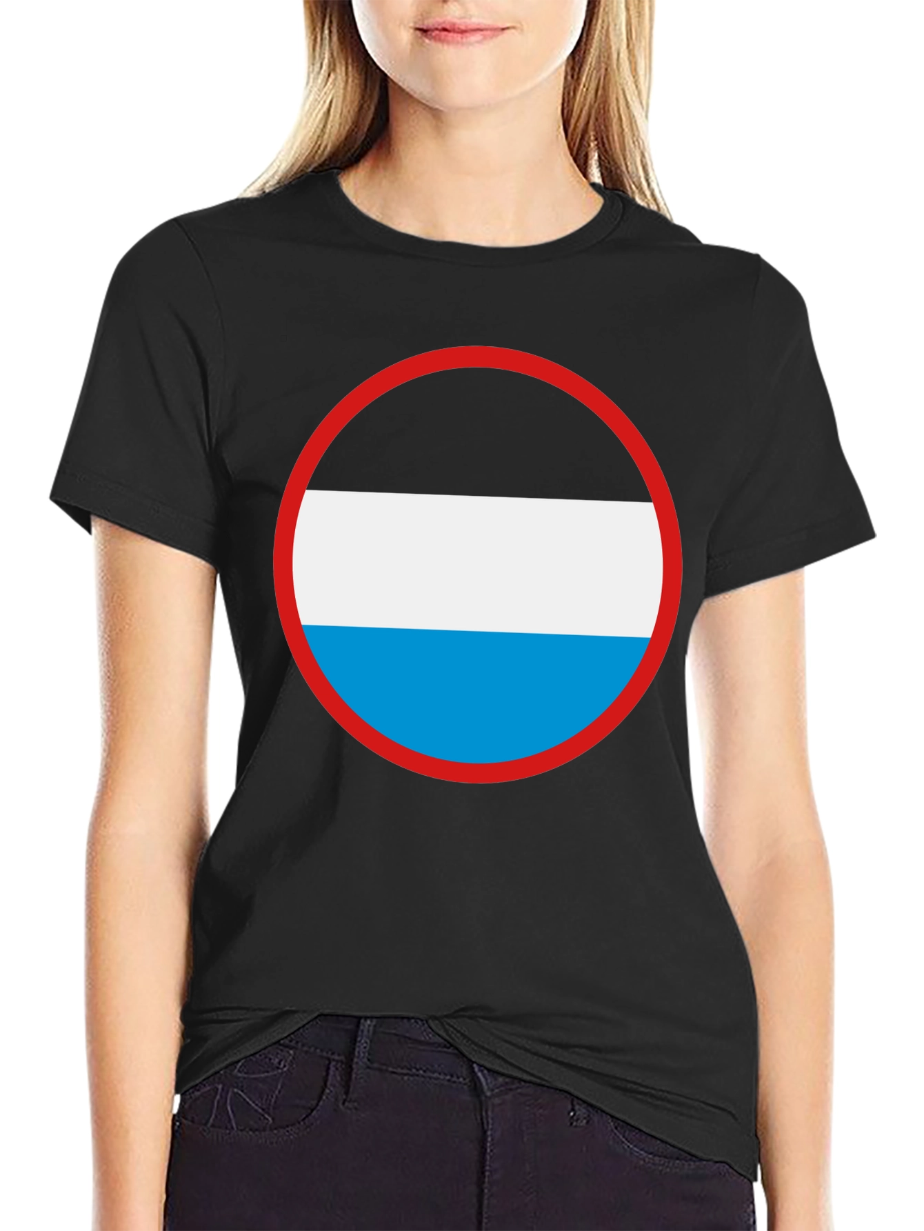 Graphic Circle T-Shirt - Black White & Blue
