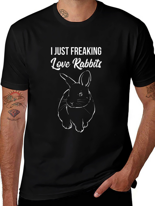 I Just Freaking Love Rabbits Graphic Tee - Black