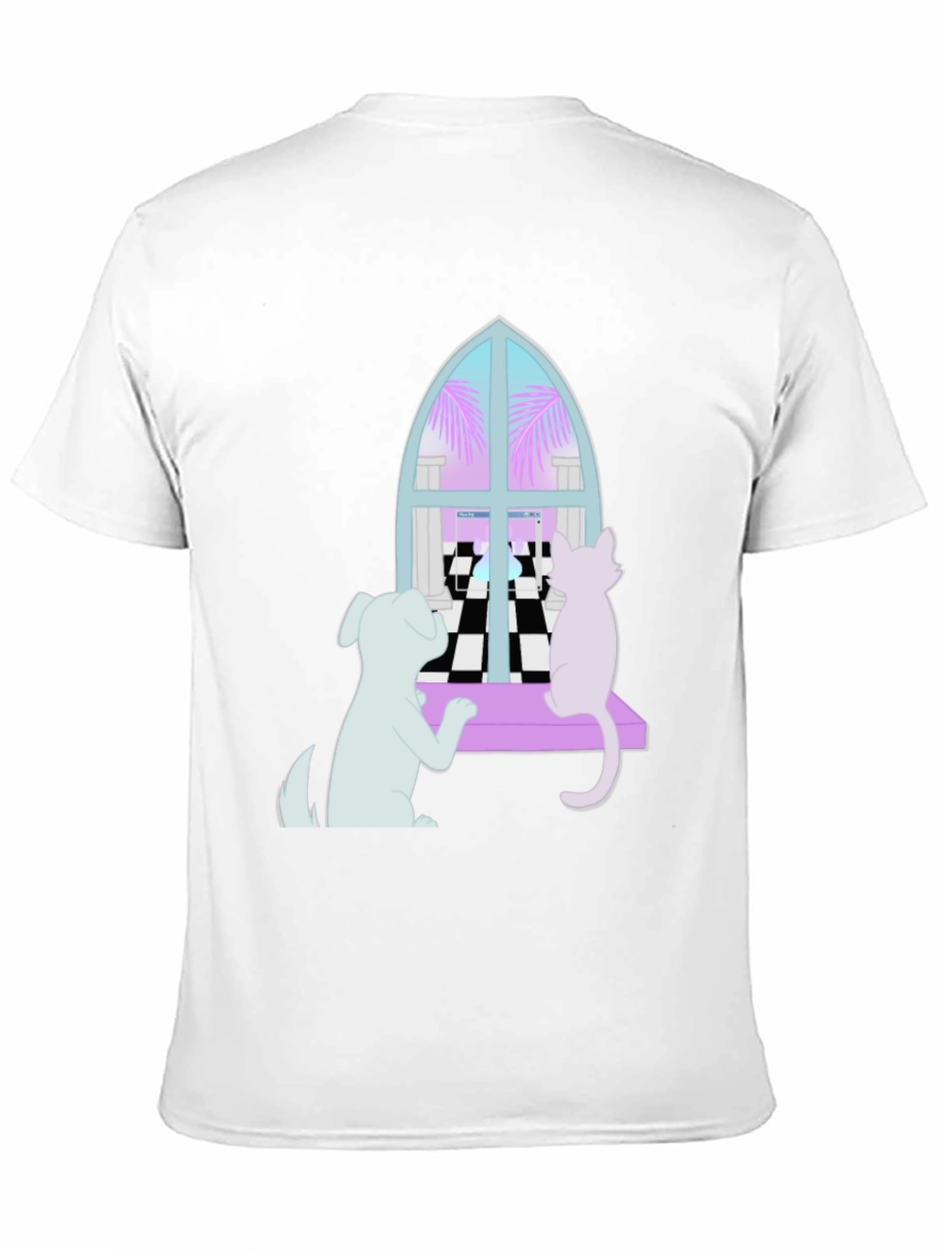 Dog and Cat Window T-Shirt - Black