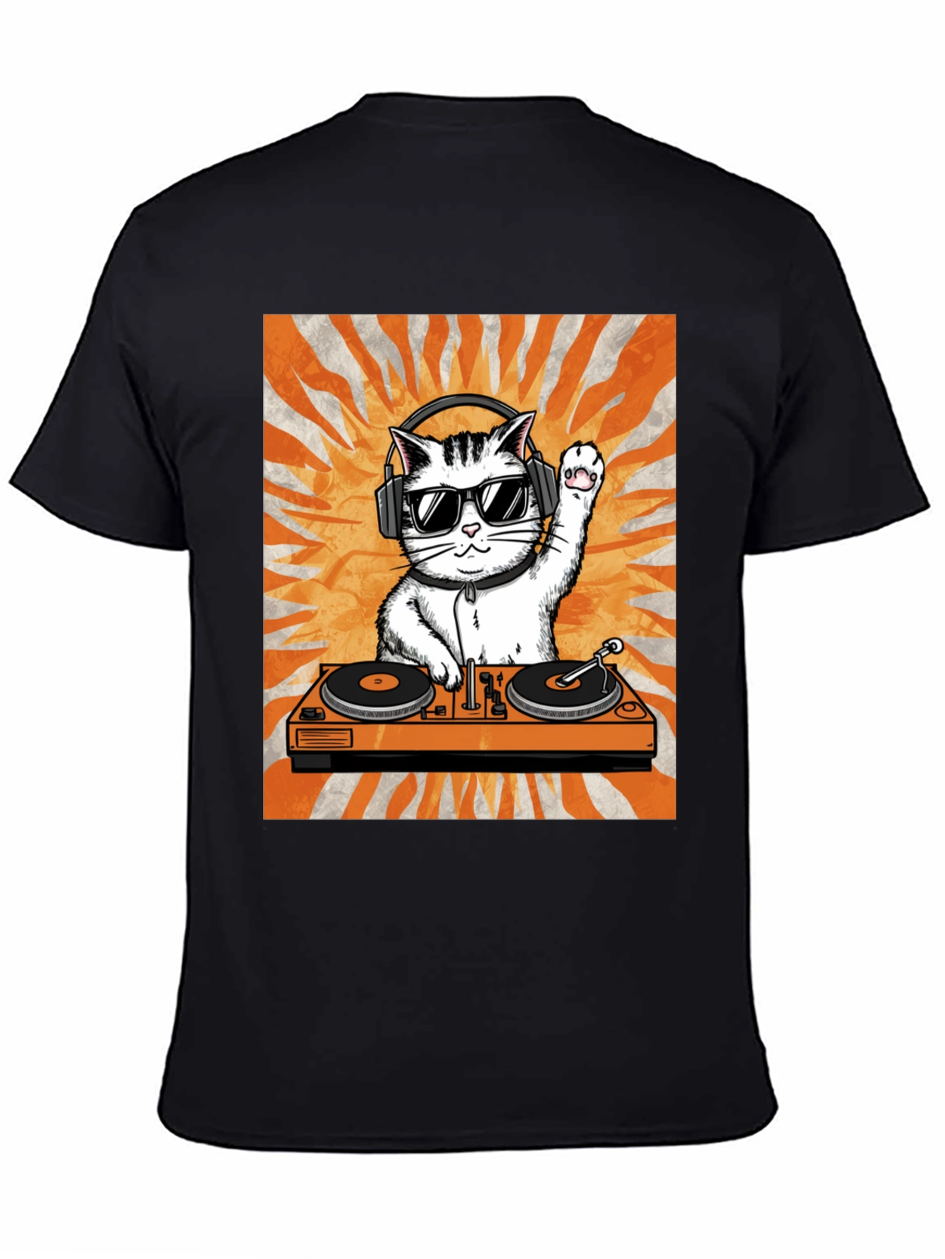 DJ Cat Graphic Tee - Cool Kitten Turntable T-Shirt