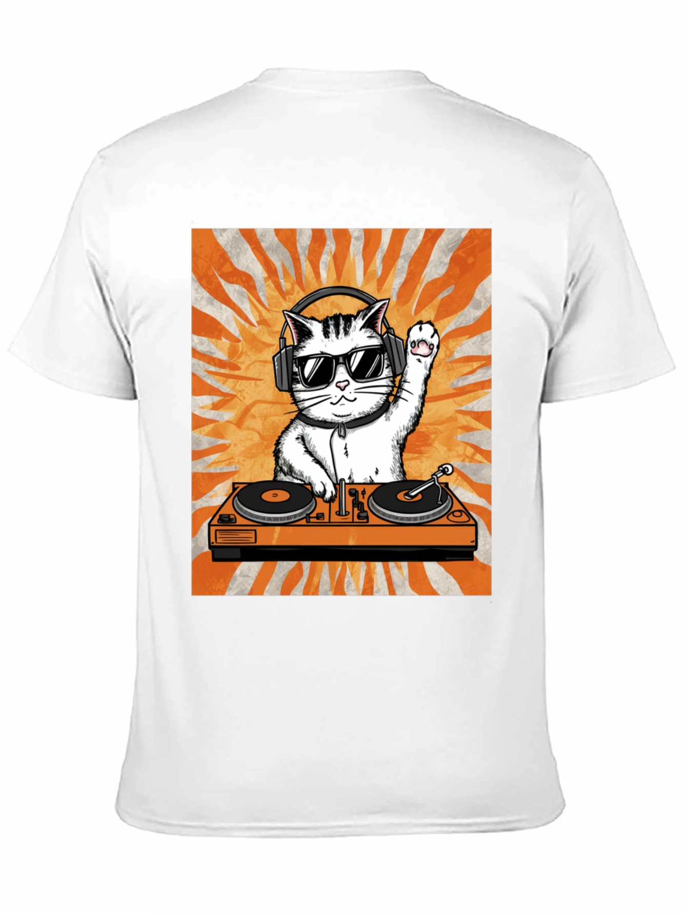 DJ Cat Graphic Tee - Cool Kitten Turntable T-Shirt