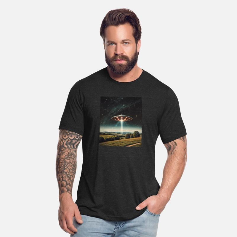 UFO over field emitting light