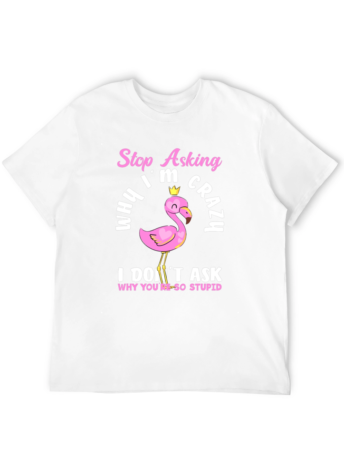 Funny Flamingo T-Shirt - Stop Asking Why Im Crazy