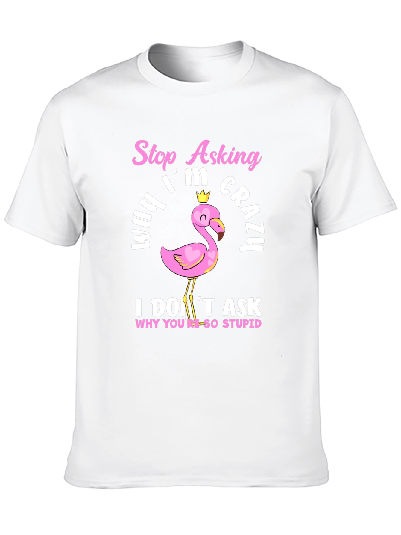 Funny Flamingo T-Shirt - Stop Asking Why Im Crazy