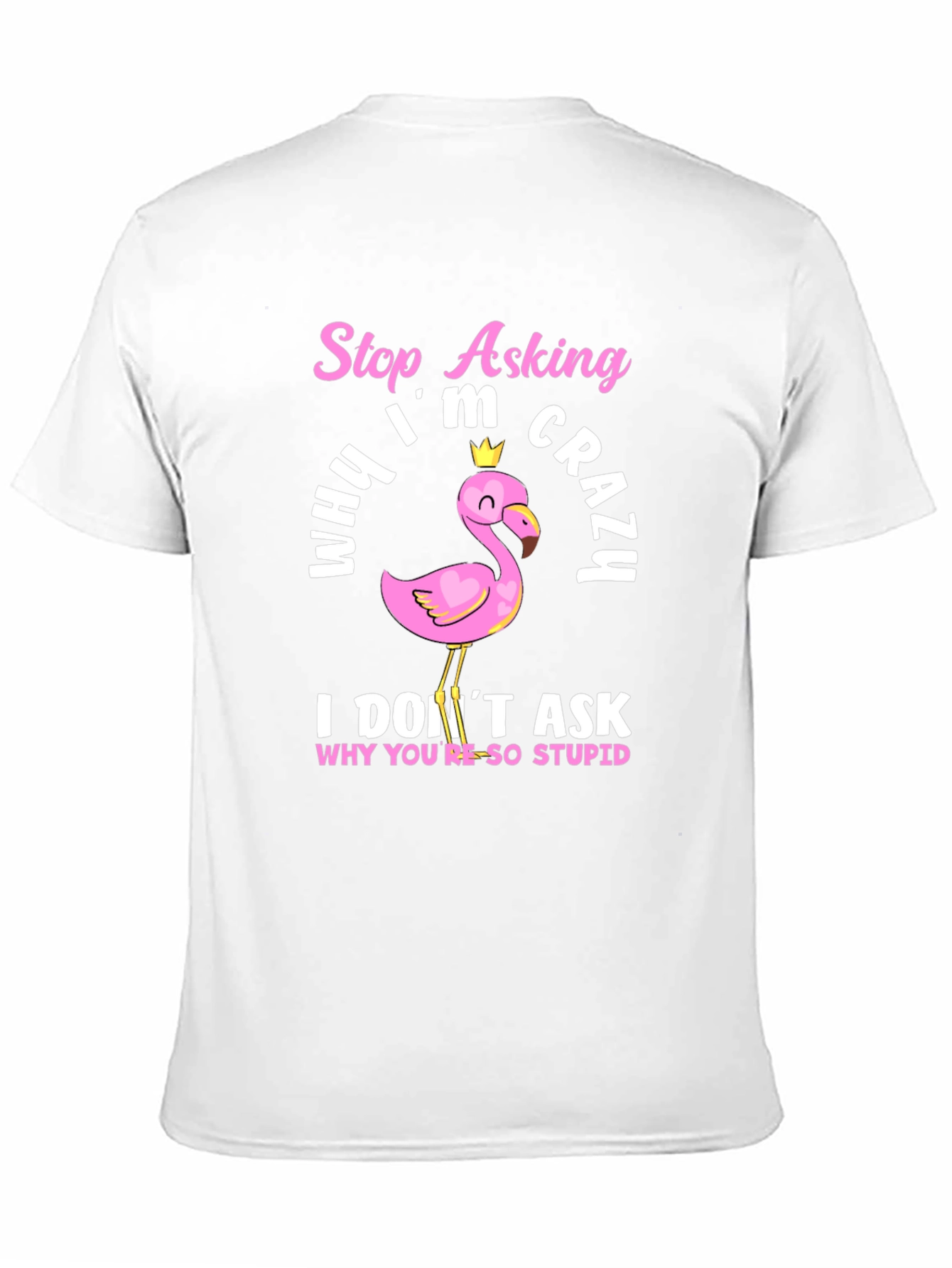 Funny Flamingo T-Shirt - Stop Asking Why Im Crazy