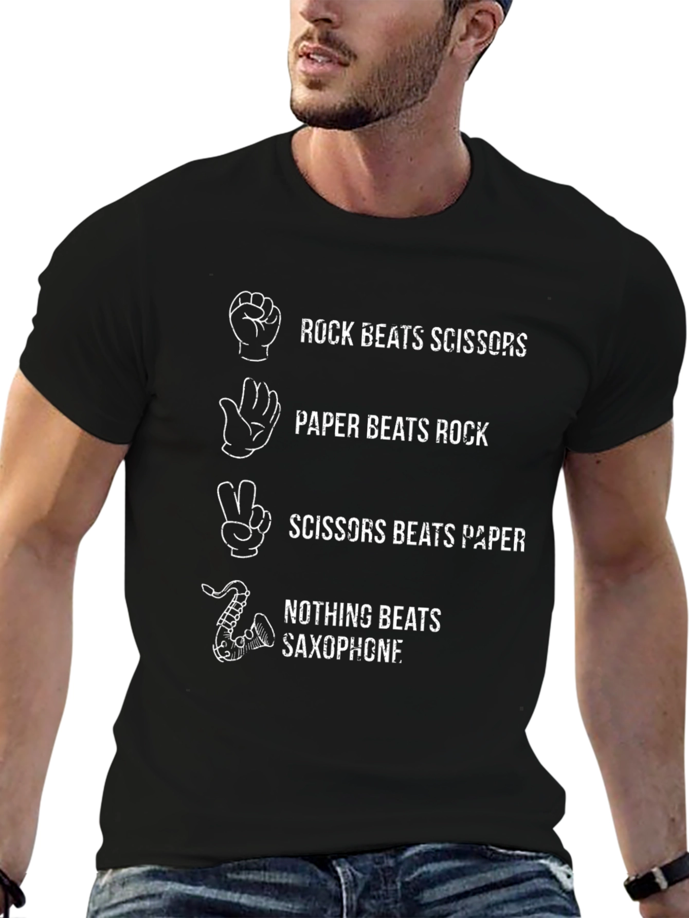 Rock Paper Scissors Saxophone Funny T-Shirt