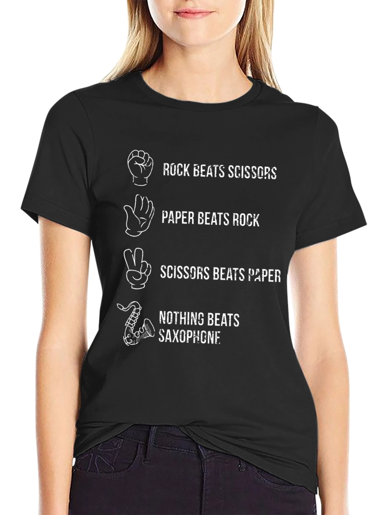 Rock Paper Scissors Saxophone Funny T-Shirt
