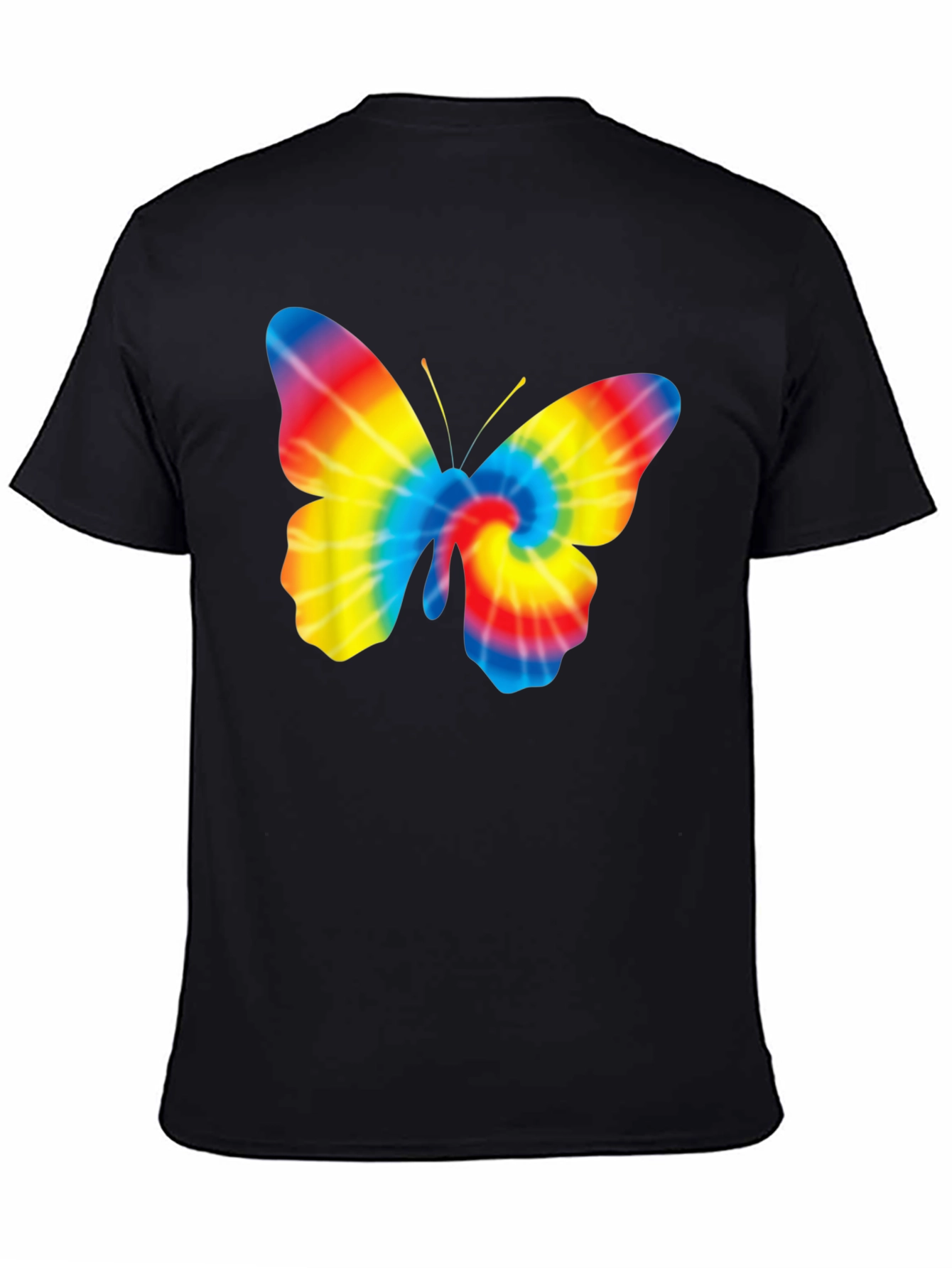 Tie Dye Butterfly Graphic Black T-Shirt
