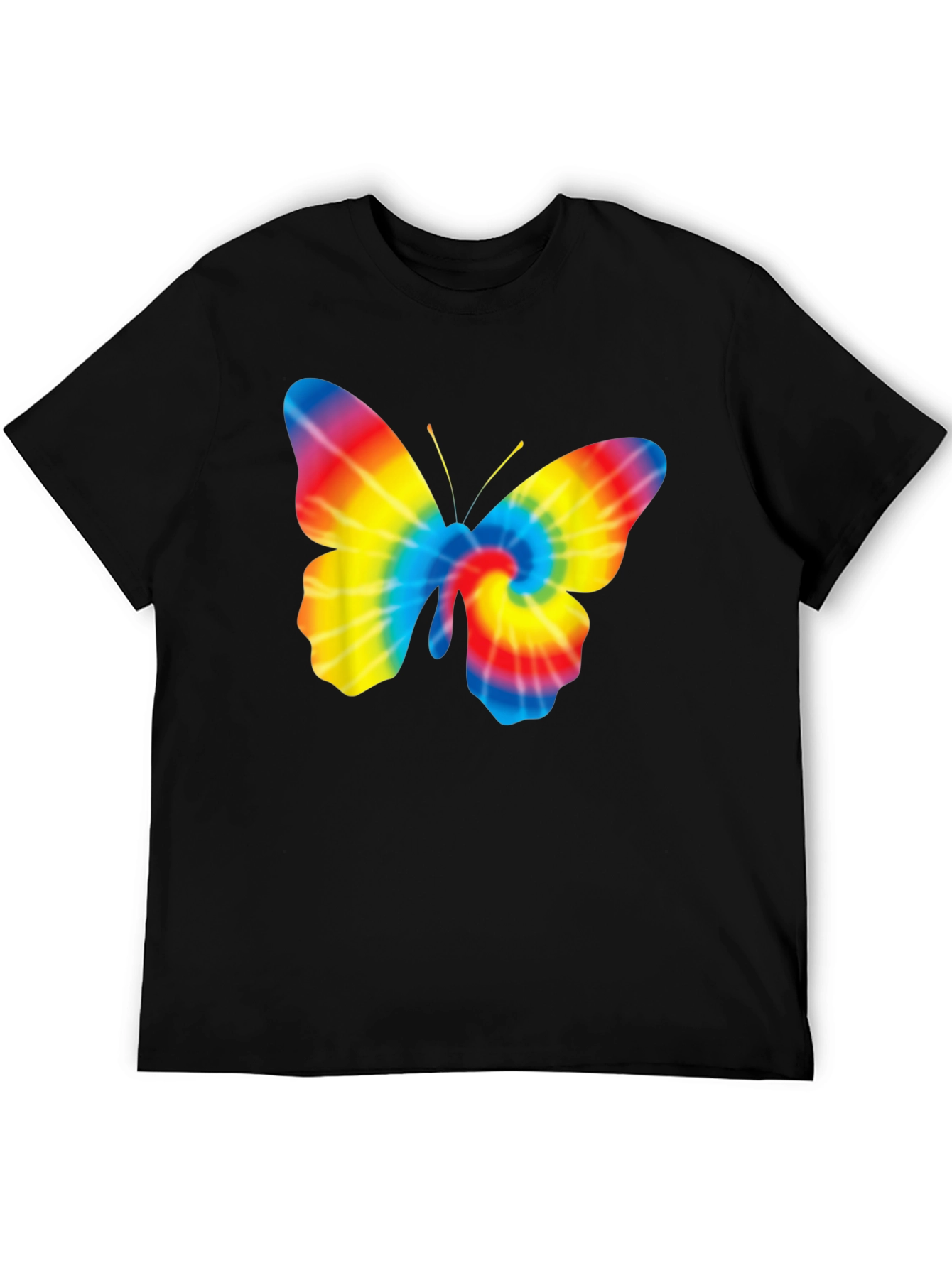 Tie Dye Butterfly Graphic Black T-Shirt