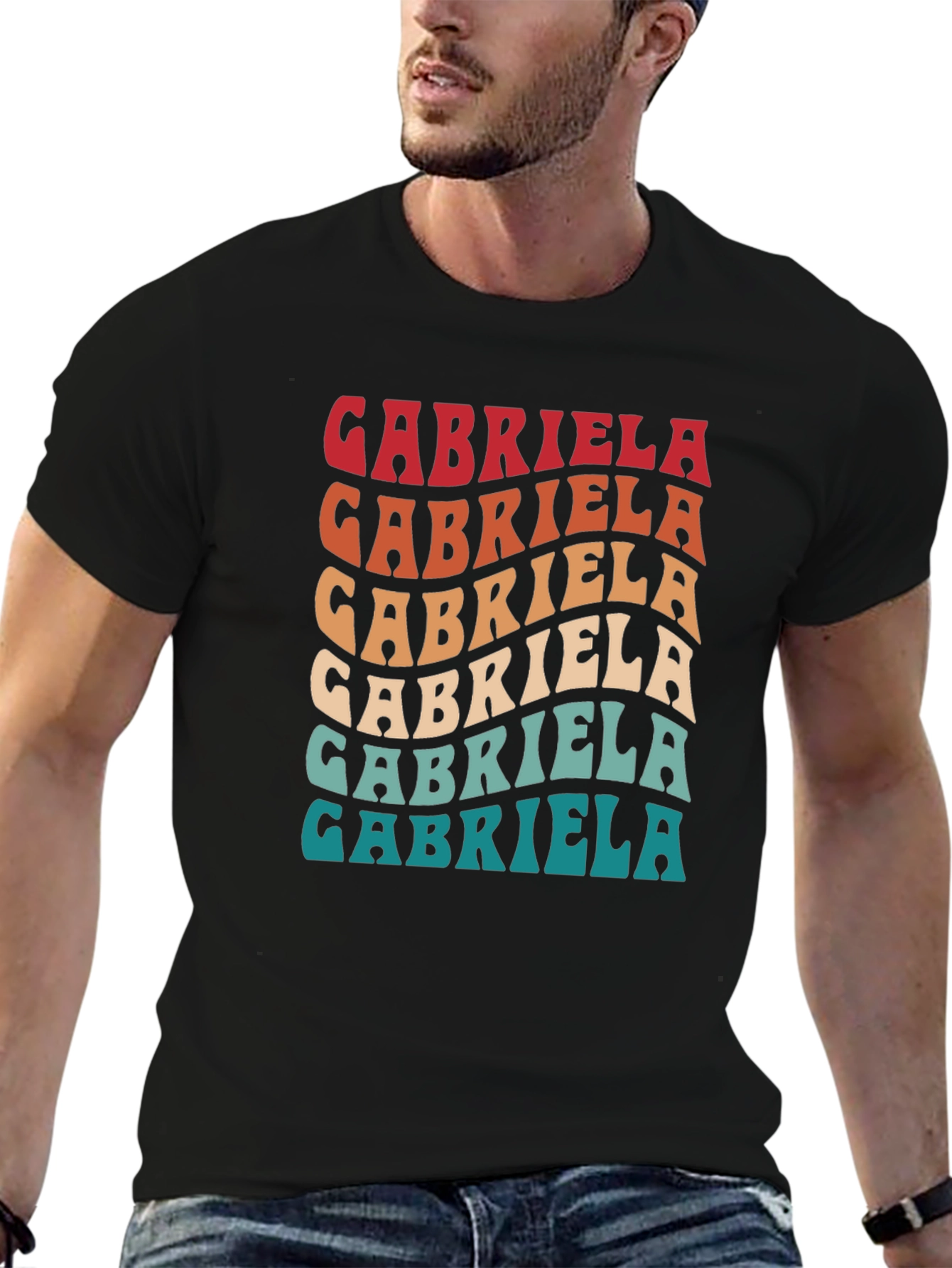Gabriela Retro Wavy Text T-Shirt