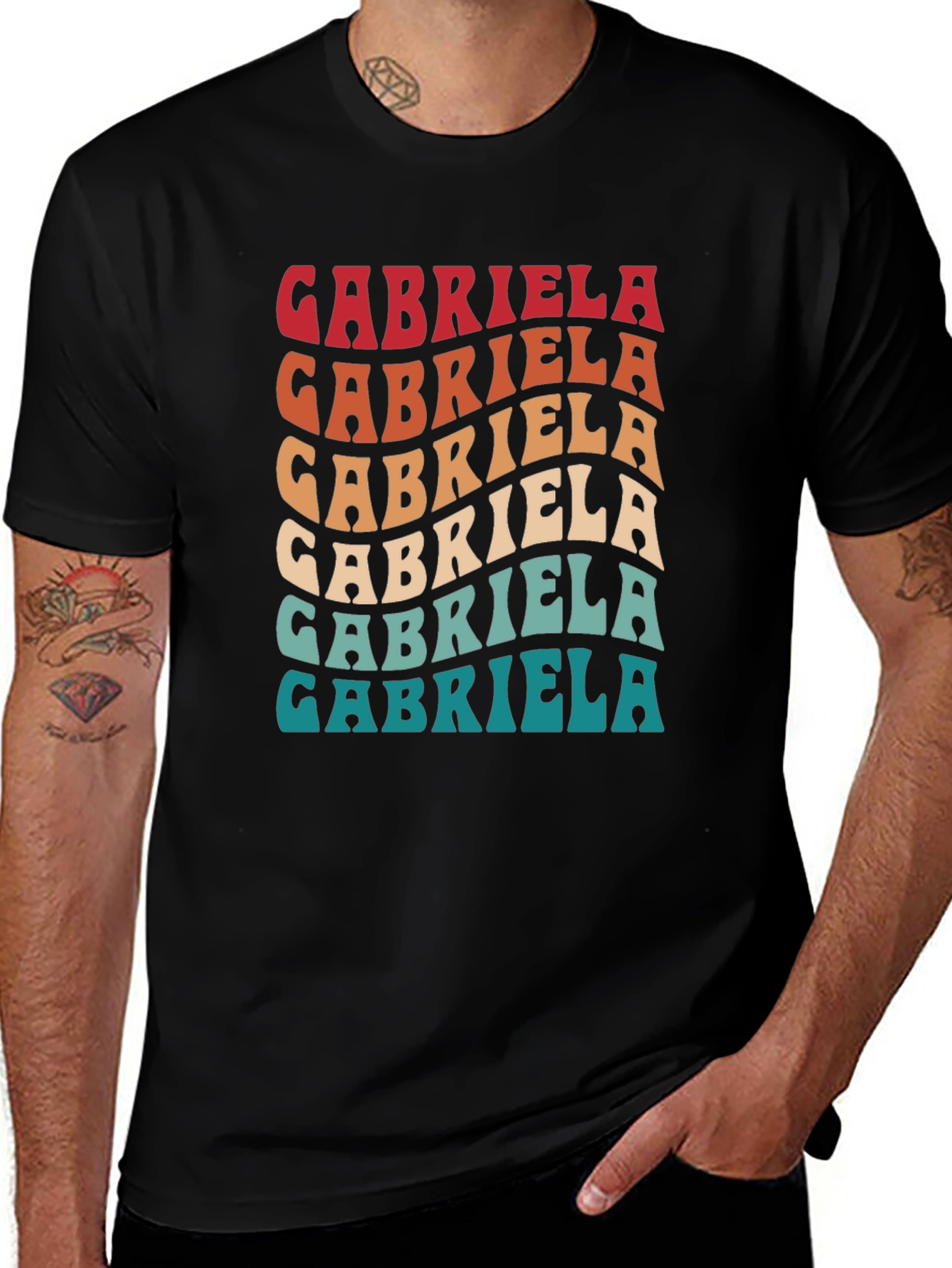 Gabriela Retro Wavy Text T-Shirt
