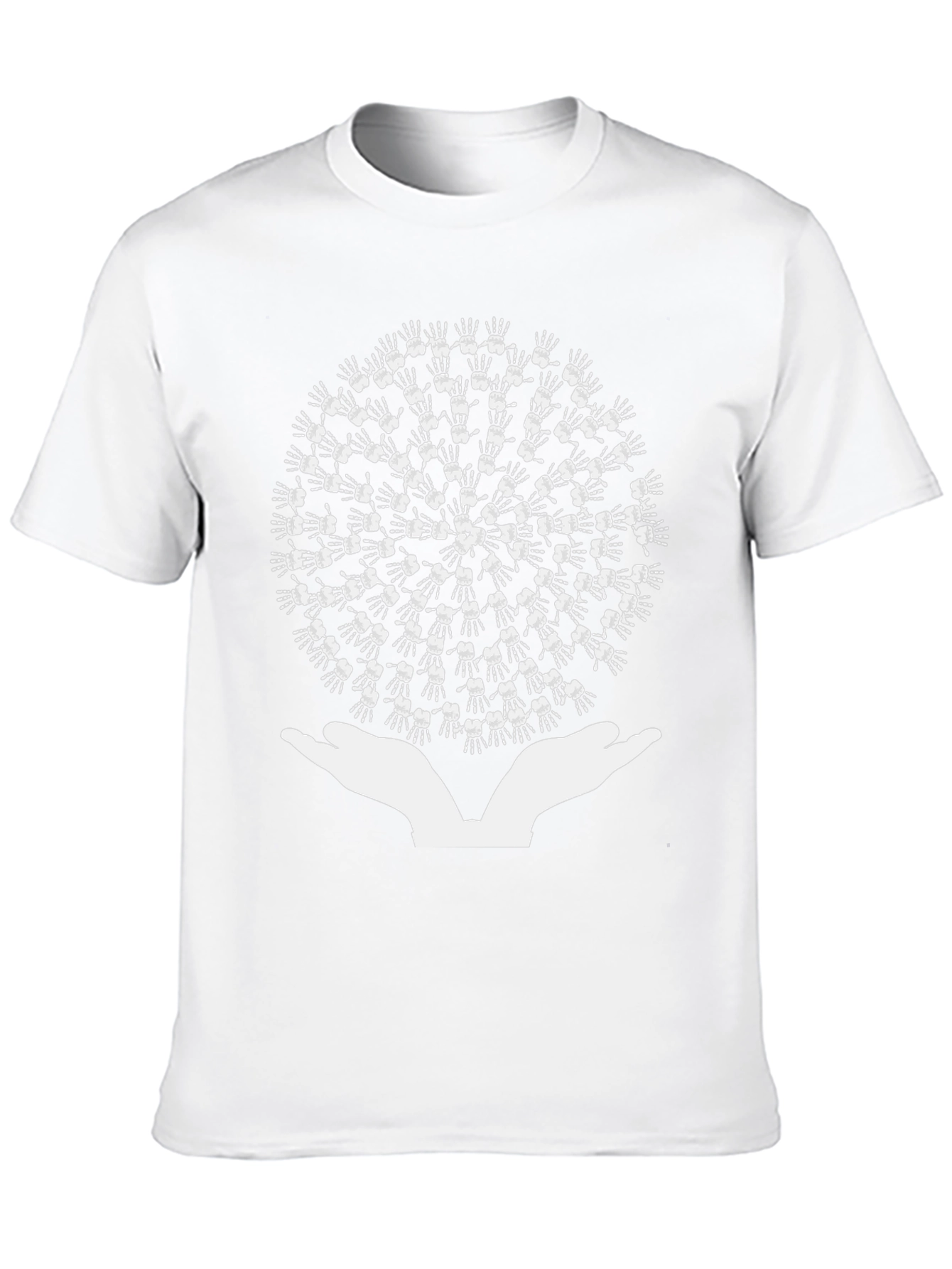 Hands Holding Skeleton Hand Circle Black T-Shirt