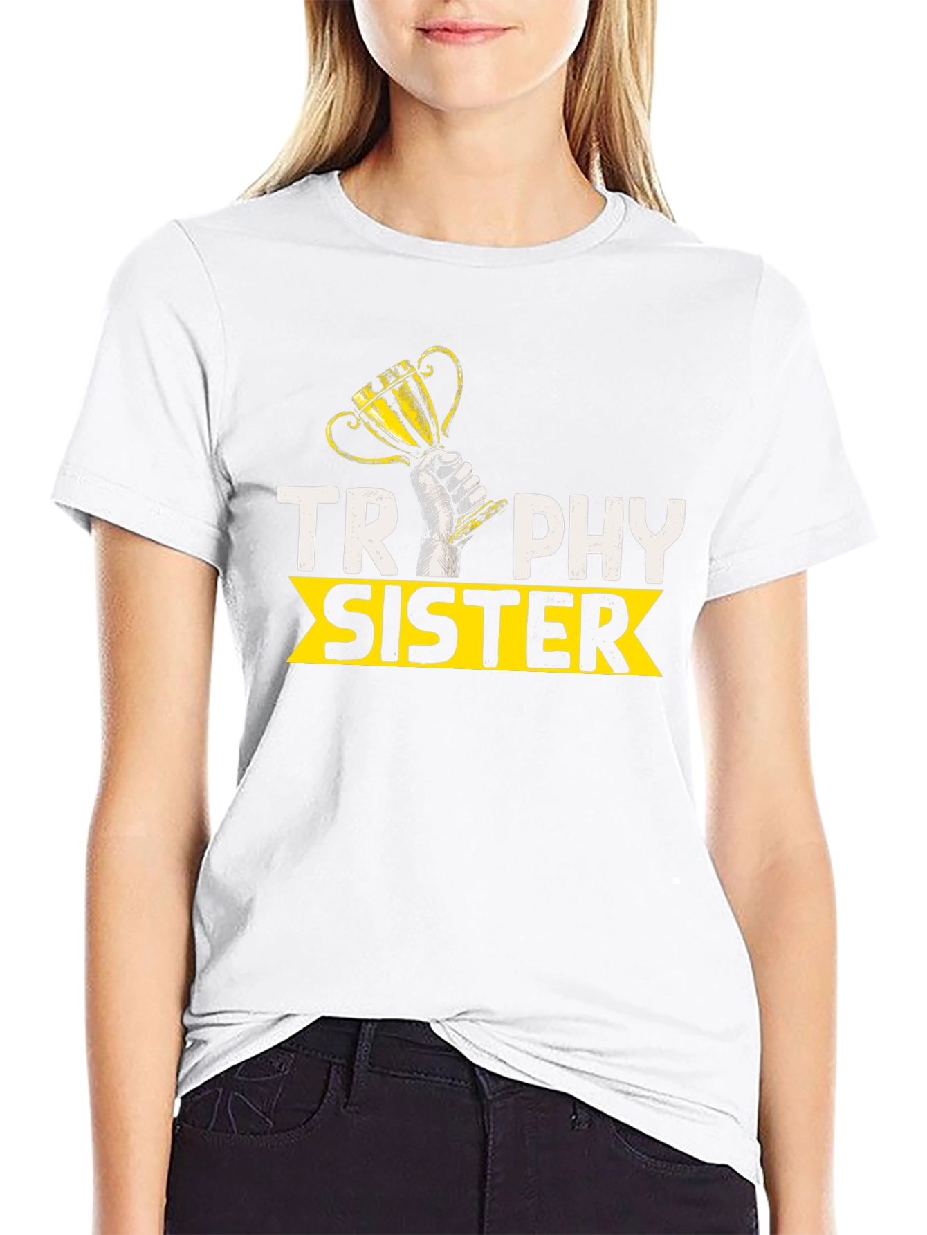 Trophy Sister Graphic Tee - Black Crew Neck