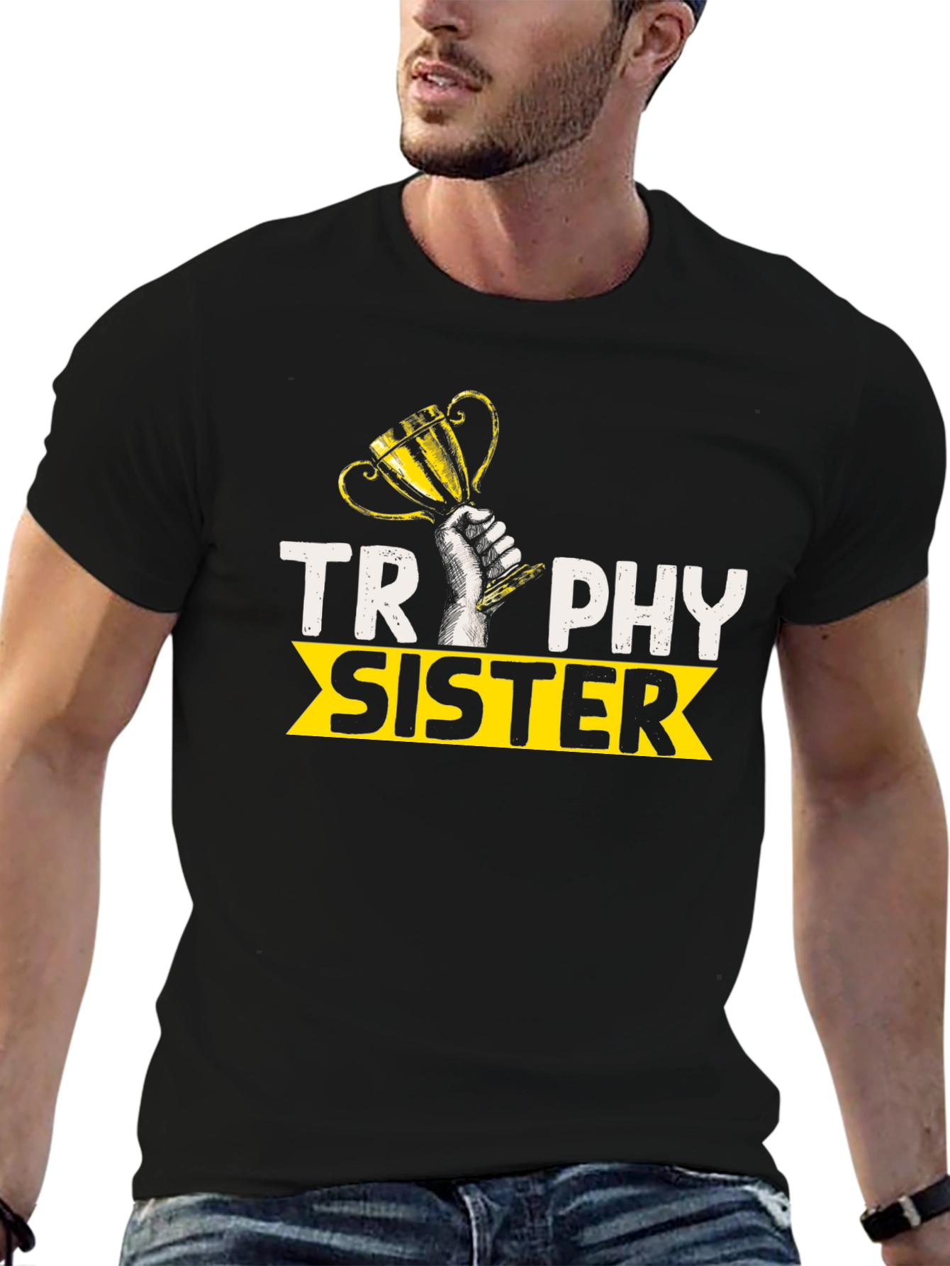 Trophy Sister Graphic Tee - Black Crew Neck