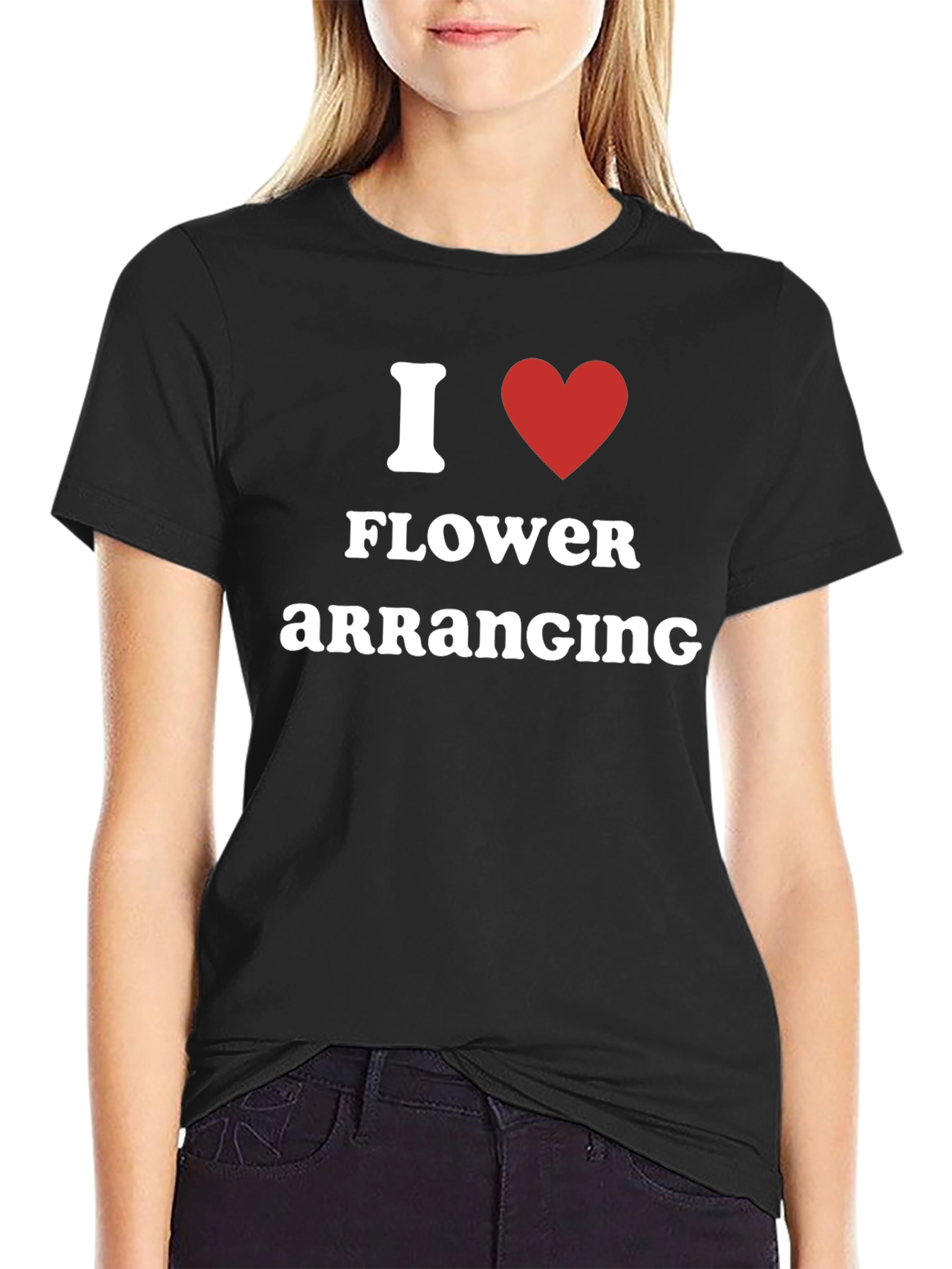 I Love Flower Arranging Black T-Shirt