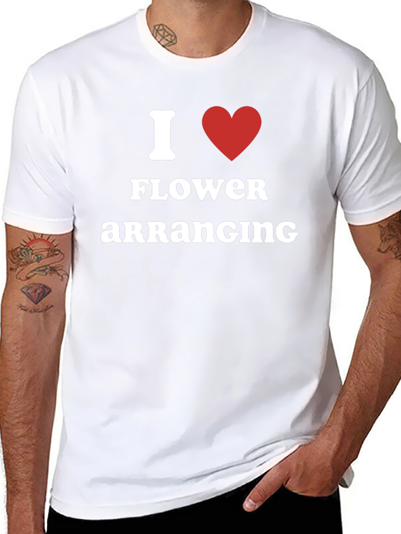 I Love Flower Arranging Black T-Shirt