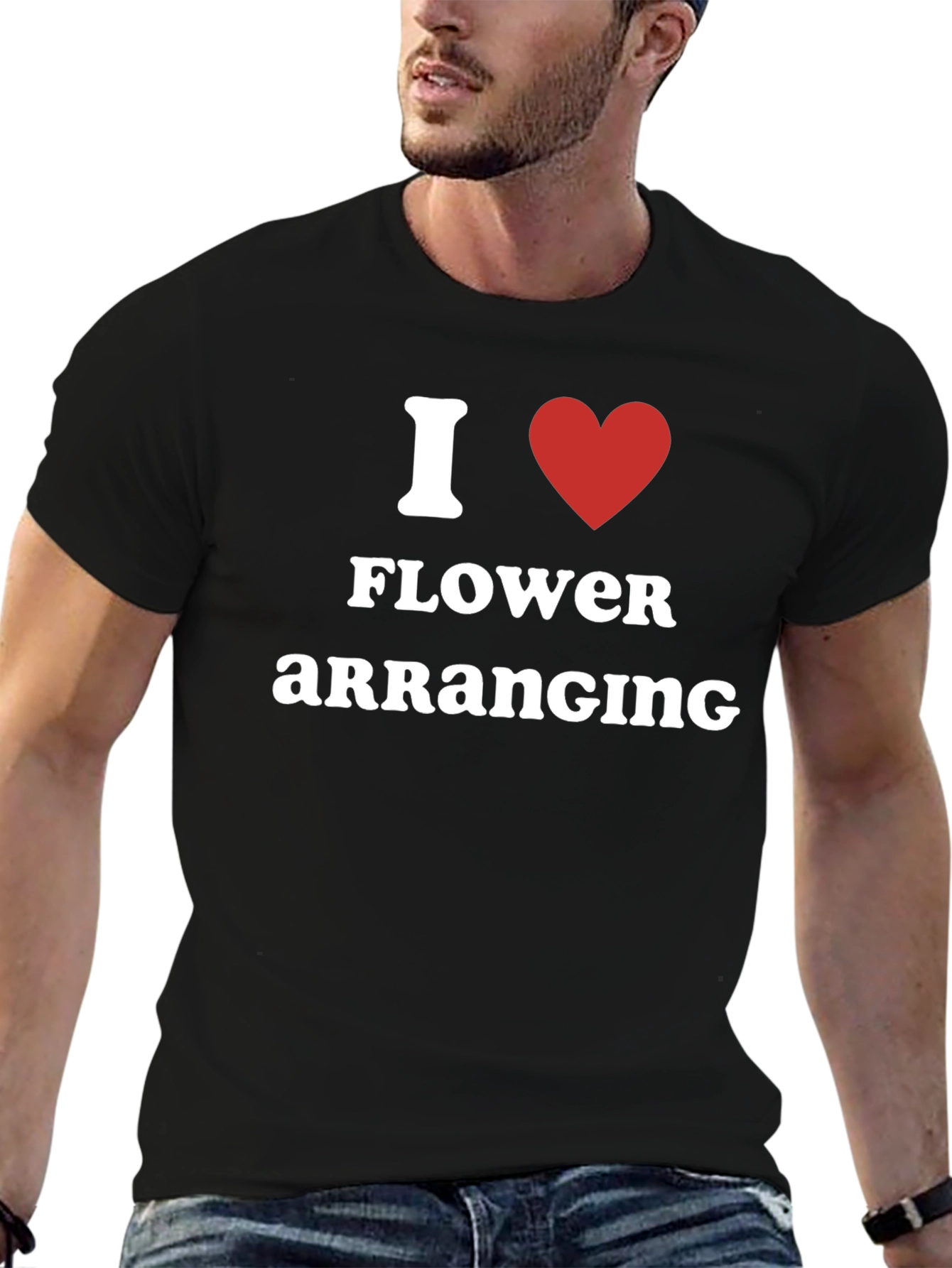 I Love Flower Arranging Black T-Shirt