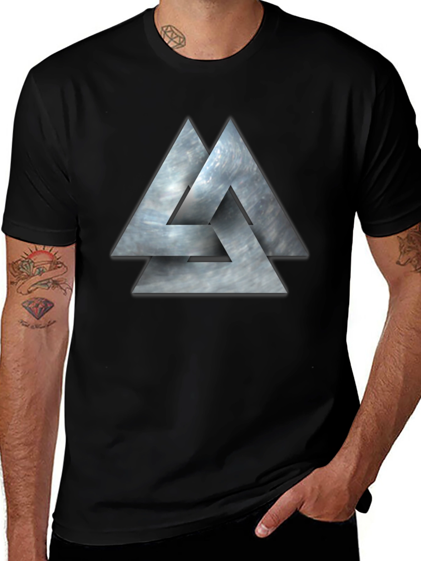 Valknut Viking Symbol Black T-Shirt