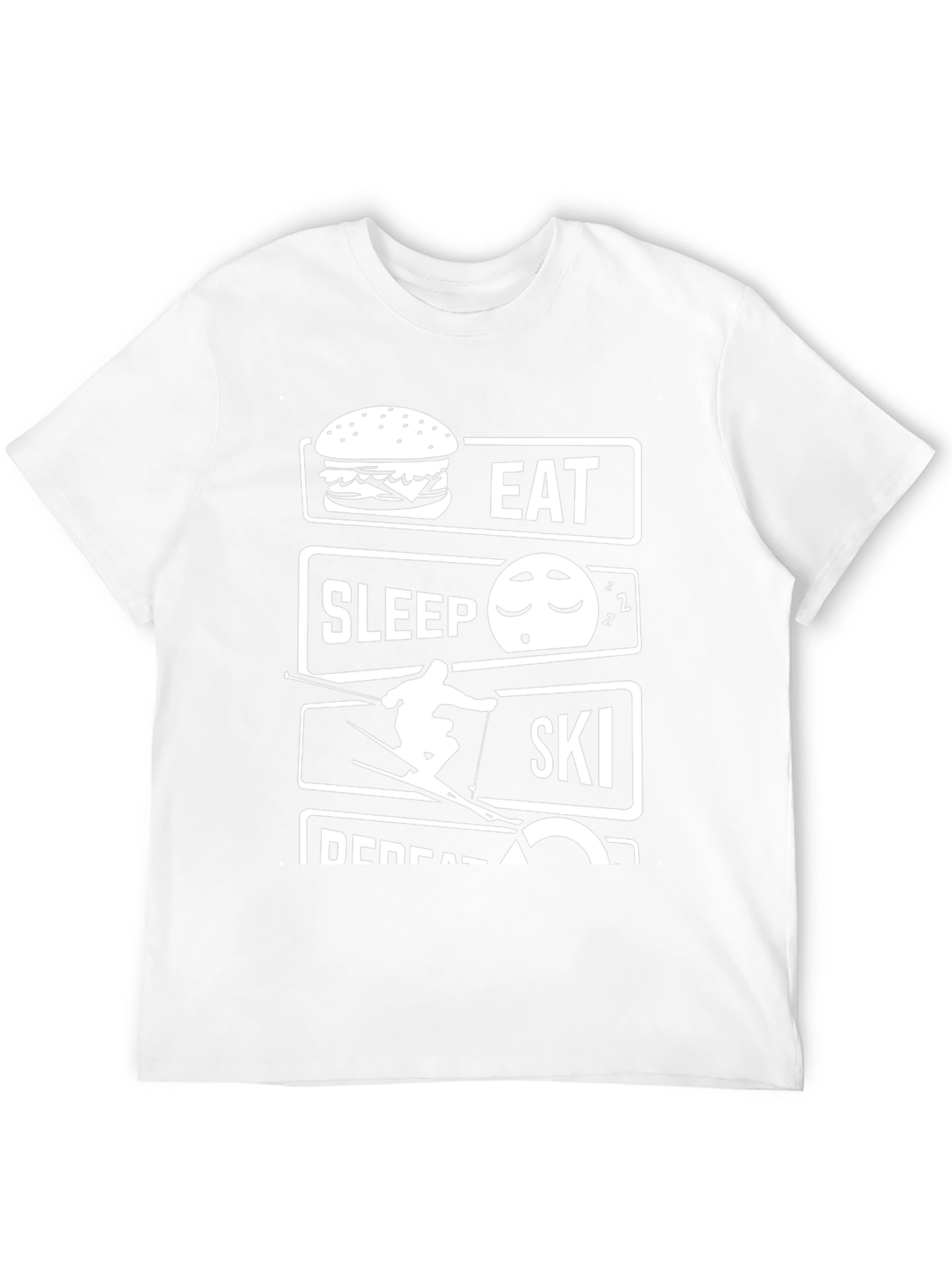 Eat Sleep Ski Repeat Black Graphic T-Shirt