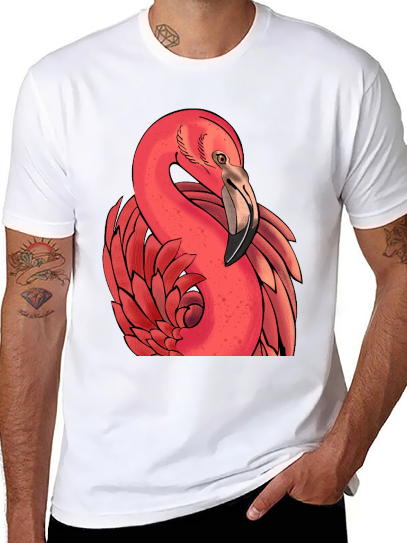Flamingo Graphic Tee - Stylish Black T-Shirt