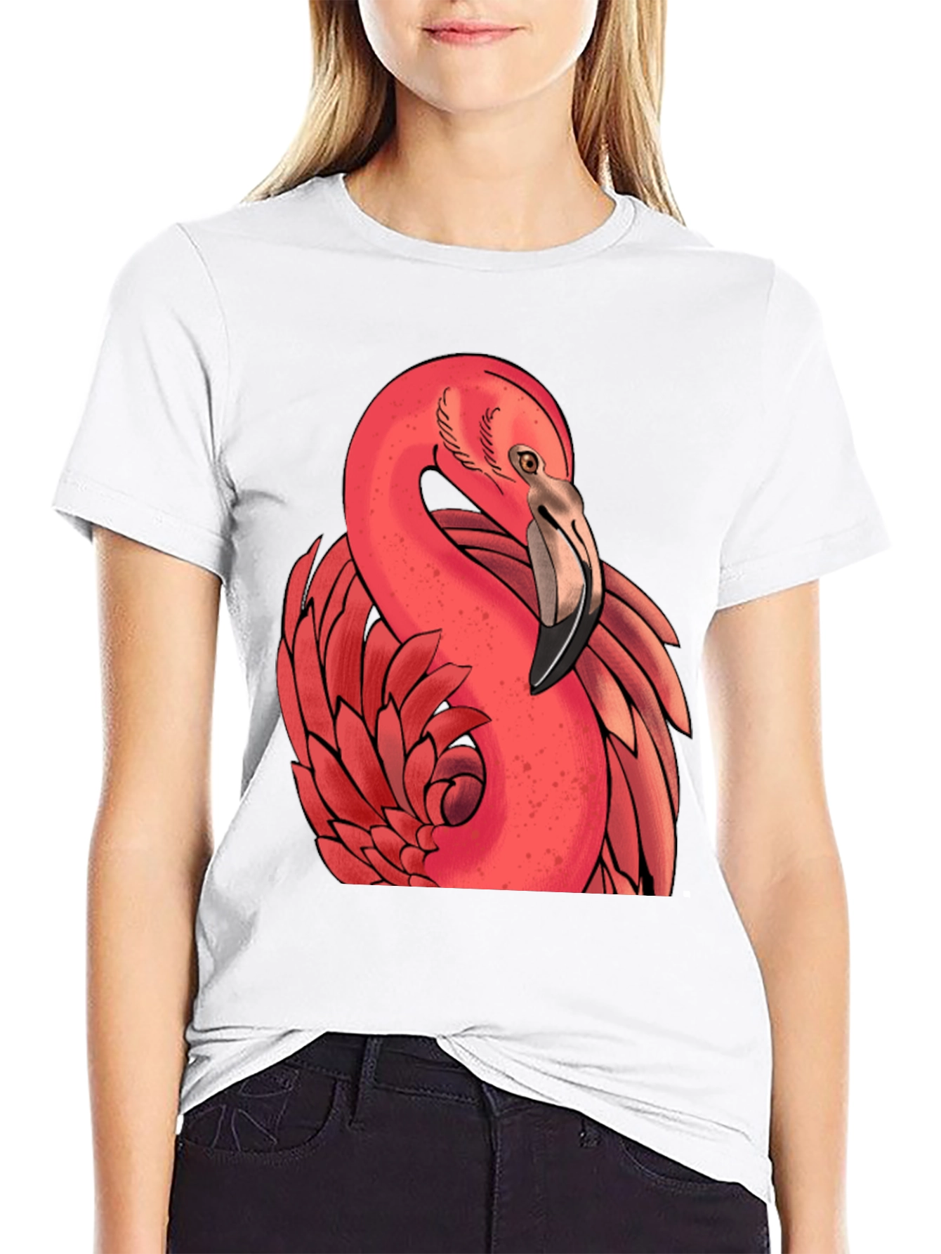 Flamingo Graphic Tee - Stylish Black T-Shirt