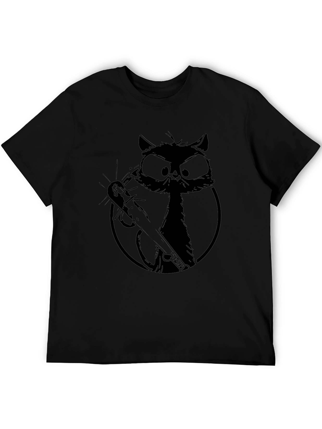 Black Cat with Baseball Bat Graphic Tee