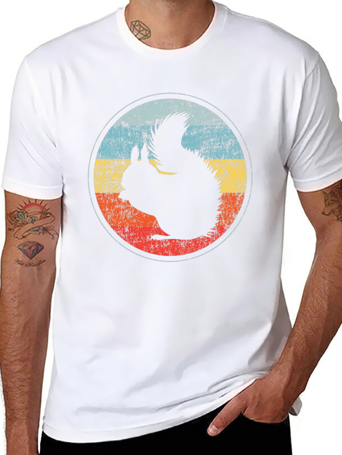 Retro Squirrel Graphic Tee - Black Cotton T-Shirt