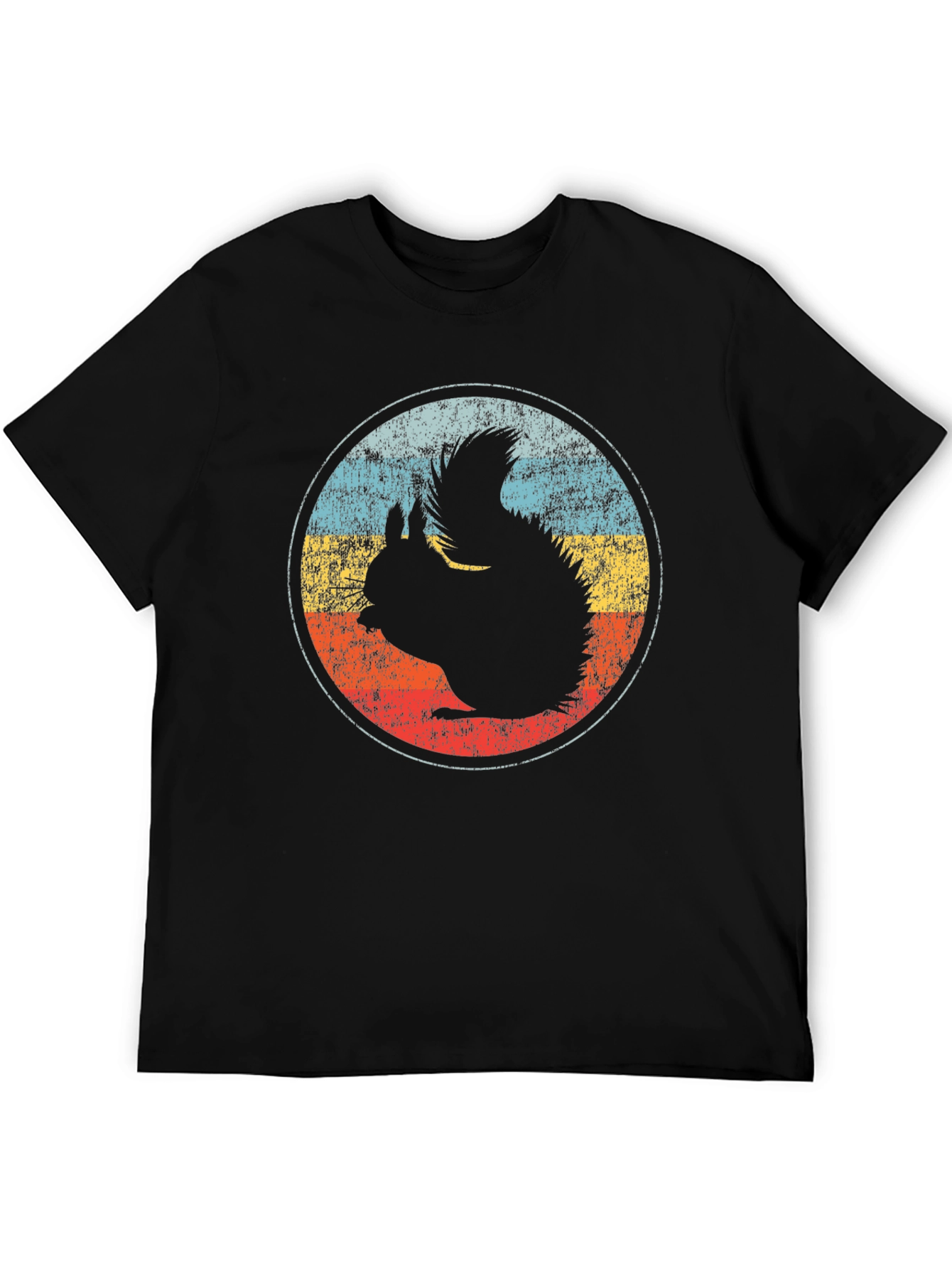 Retro Squirrel Graphic Tee - Black Cotton T-Shirt