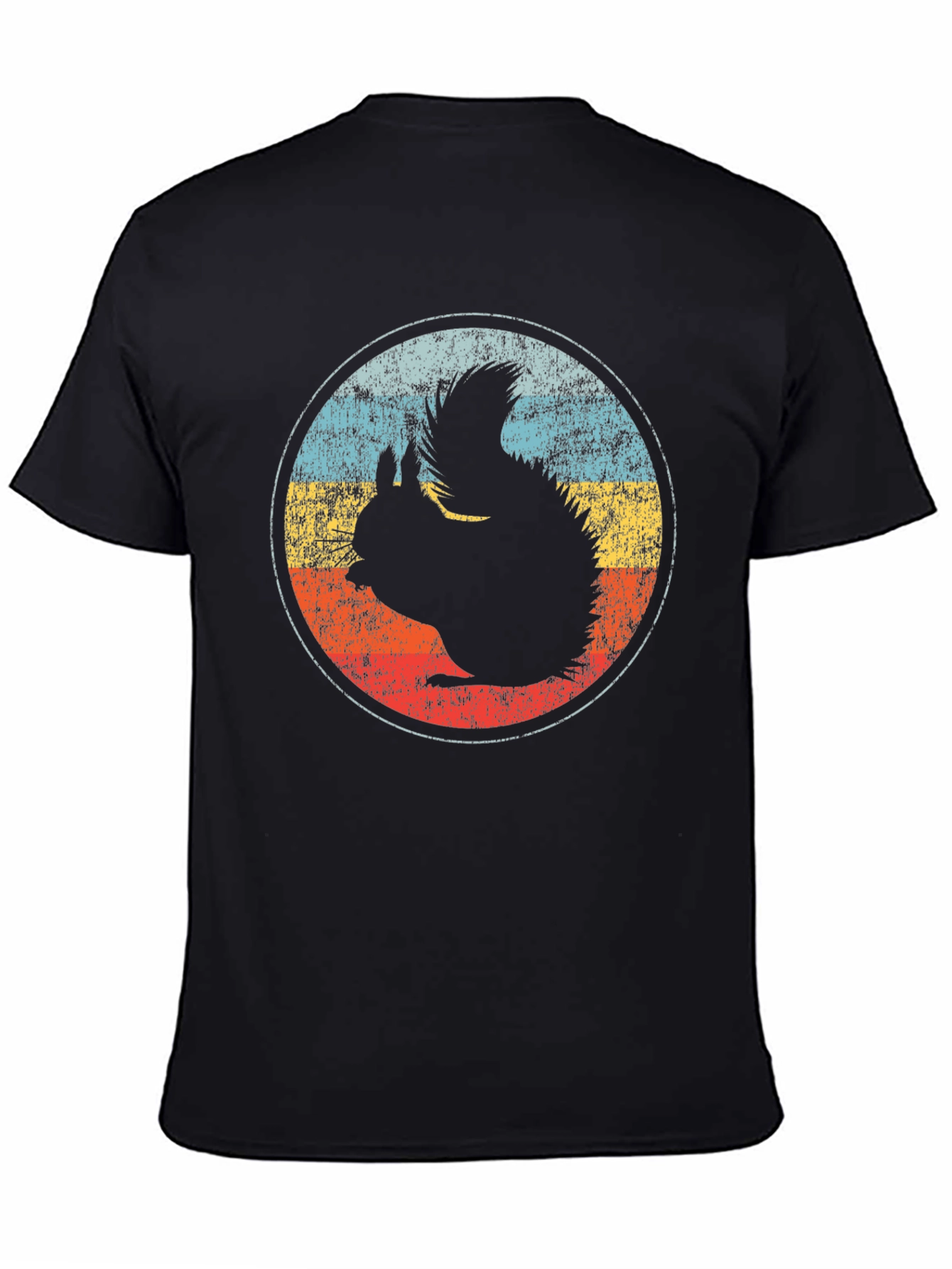 Retro Squirrel Graphic Tee - Black Cotton T-Shirt