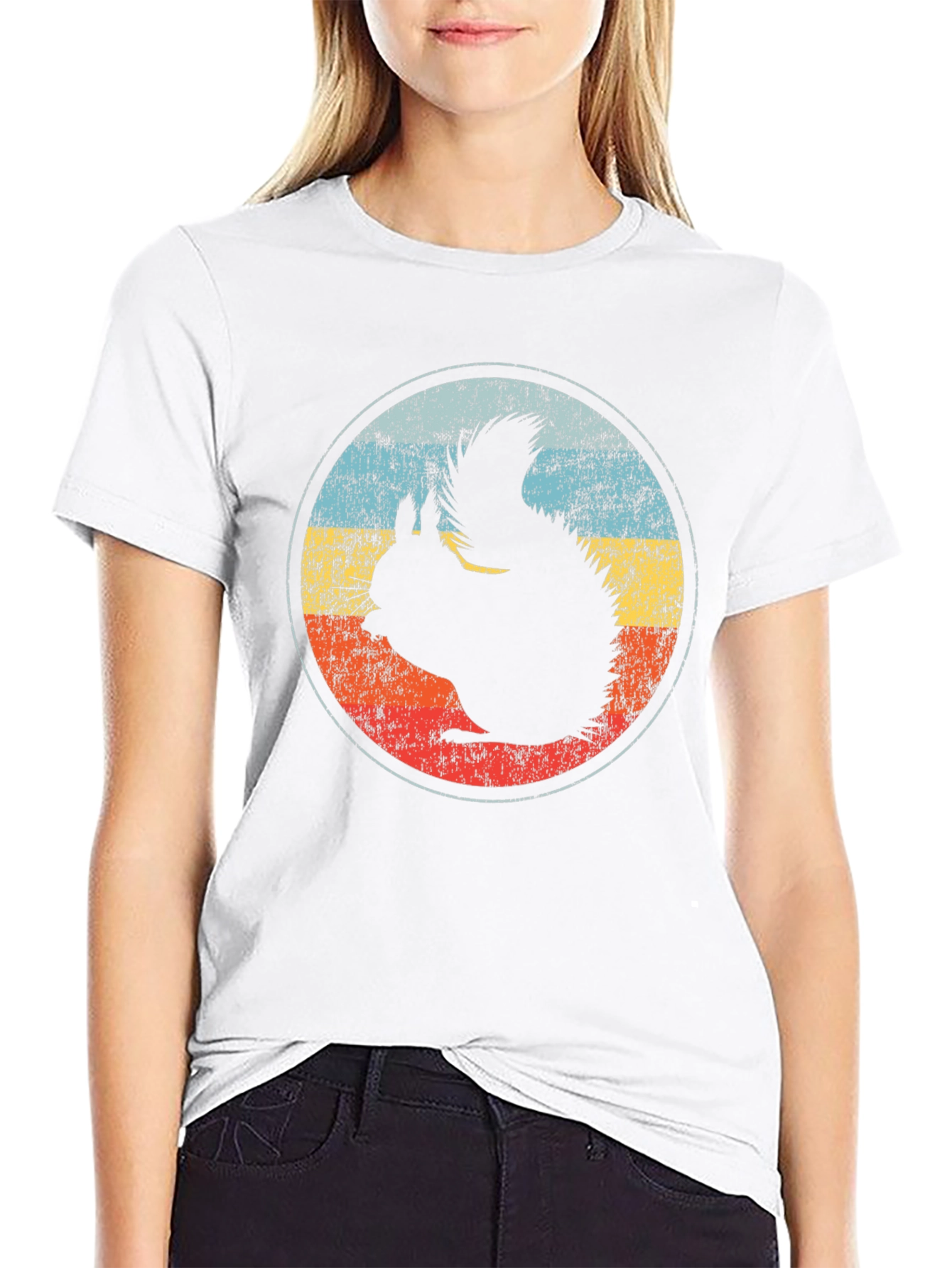 Retro Squirrel Graphic Tee - Black Cotton T-Shirt