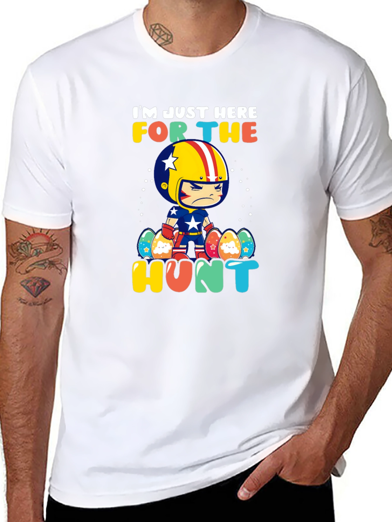 Im Just Here For The Hunt Easter T-Shirt