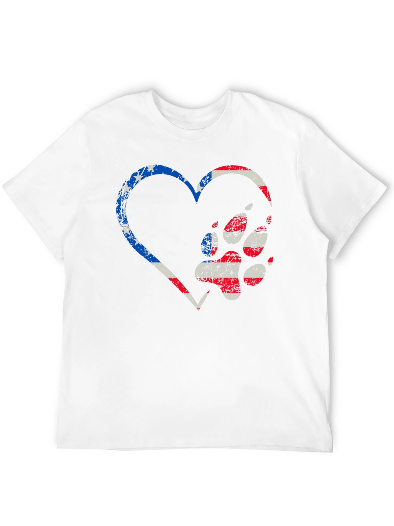 Patriotic Paw Print Heart Graphic Tee