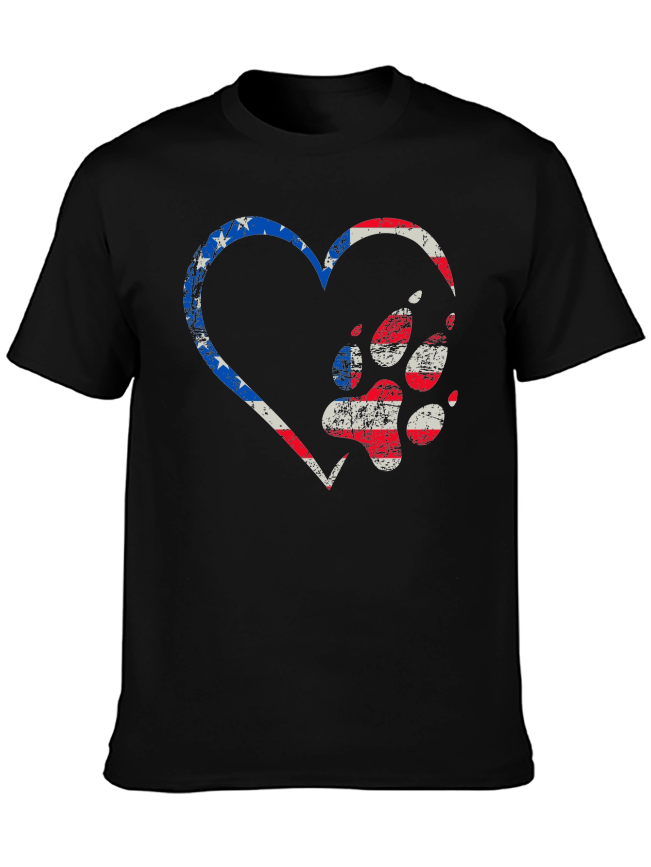 Patriotic Paw Print Heart Graphic Tee