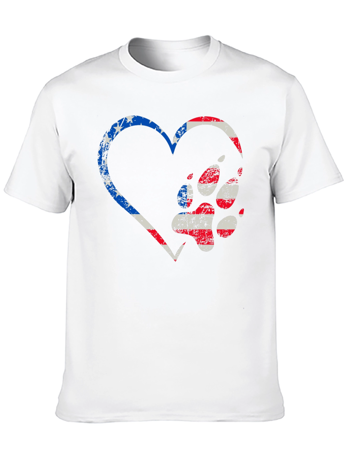 Patriotic Paw Print Heart Graphic Tee