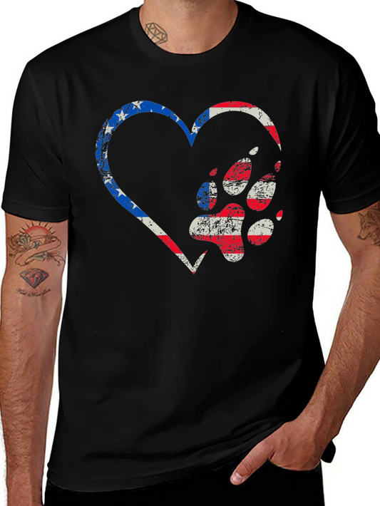 Patriotic Paw Print Heart Graphic Tee