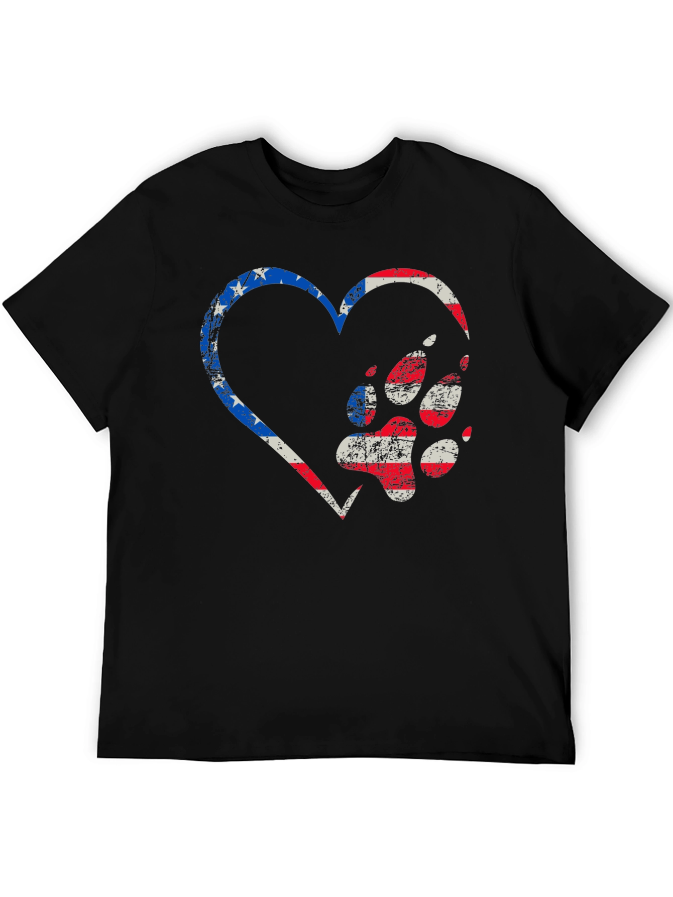 Patriotic Paw Print Heart Graphic Tee