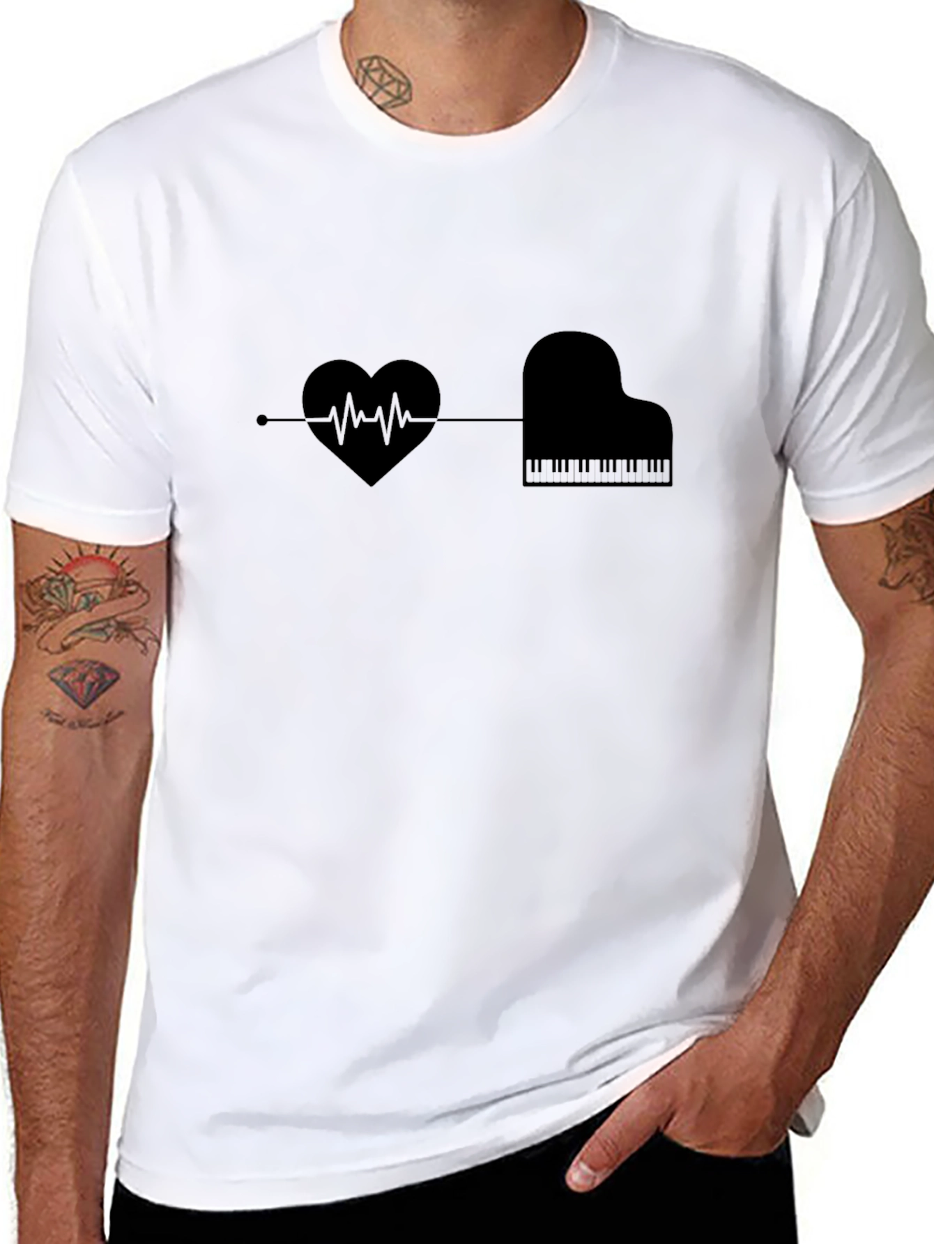 Heartbeat Piano T-Shirt - Music Lover Tee