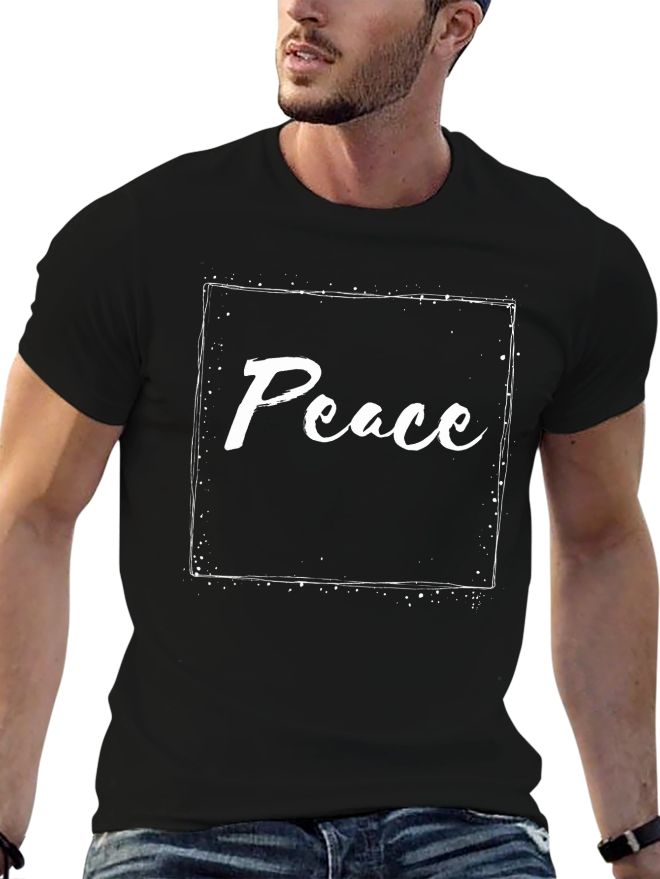 Peace Graphic Tee - Black Casual Shirt