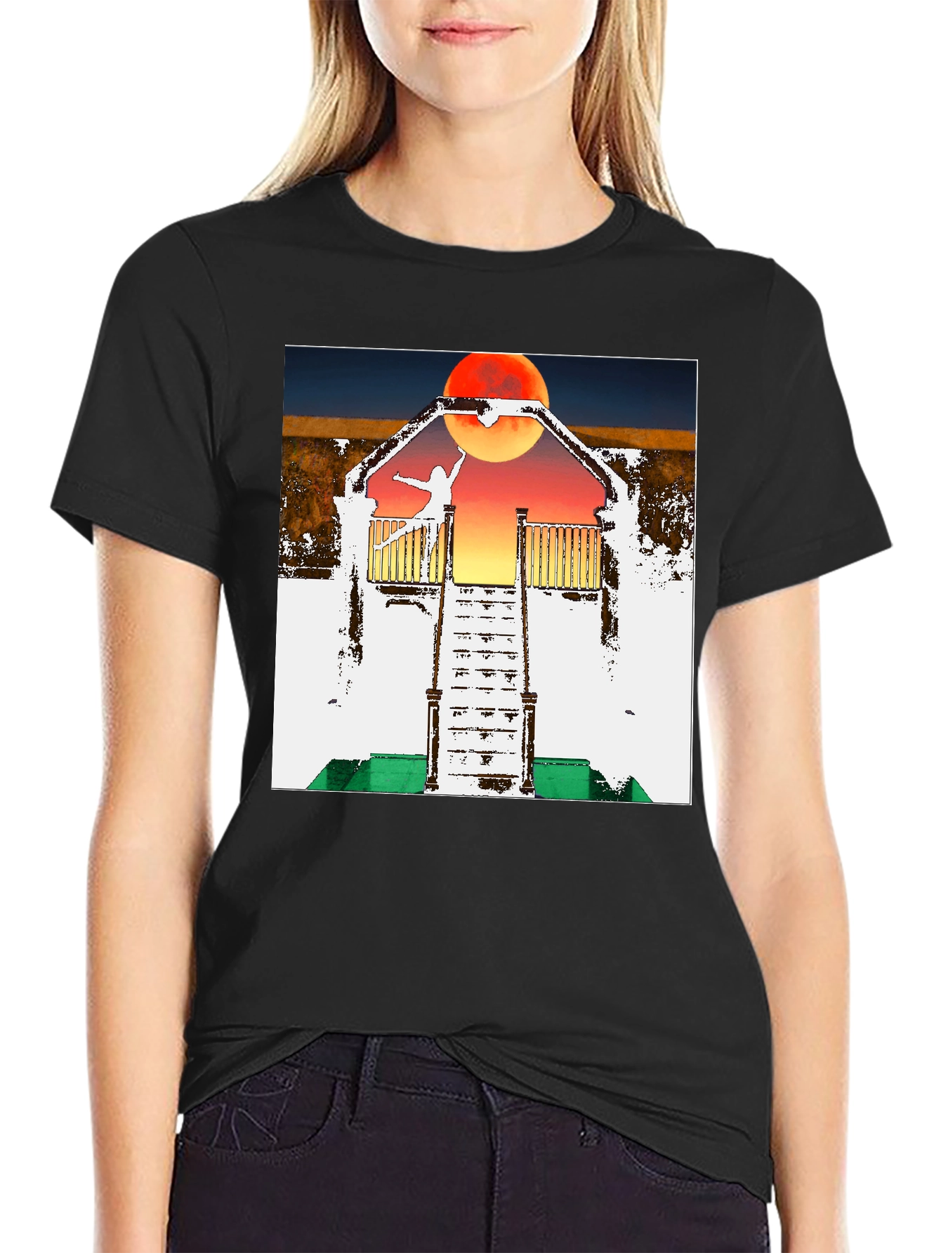 Surreal Sunset Balcony Graphic Tee