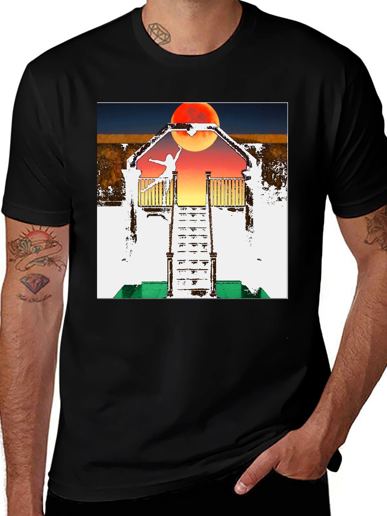 Surreal Sunset Balcony Graphic Tee