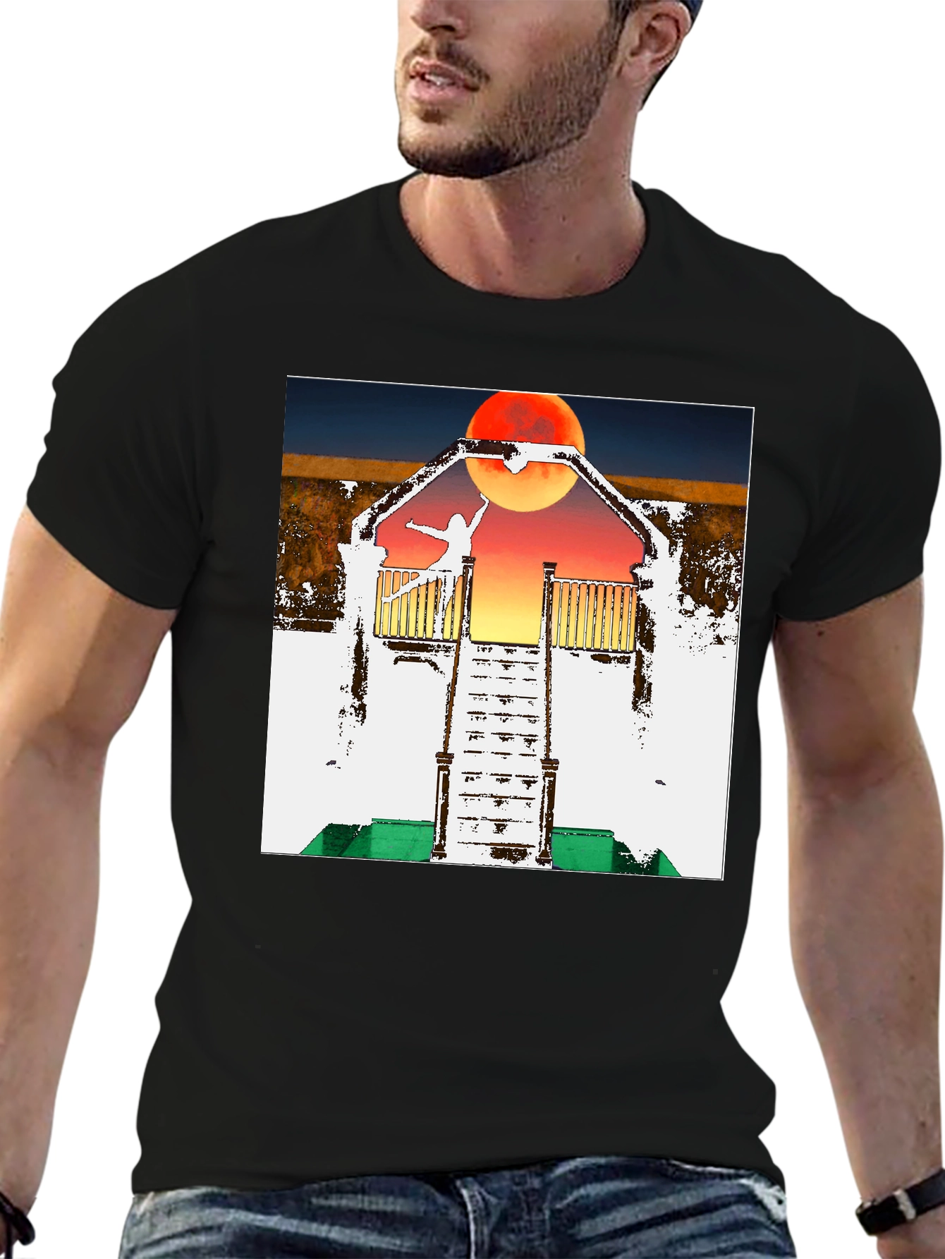 Surreal Sunset Balcony Graphic Tee