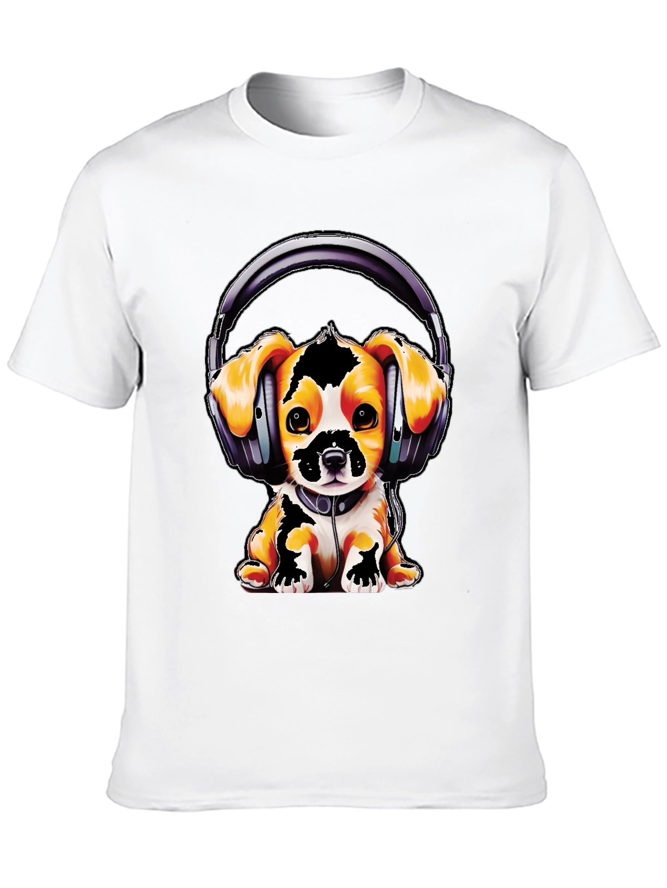 Dog with Headphones Graphic T-Shirt