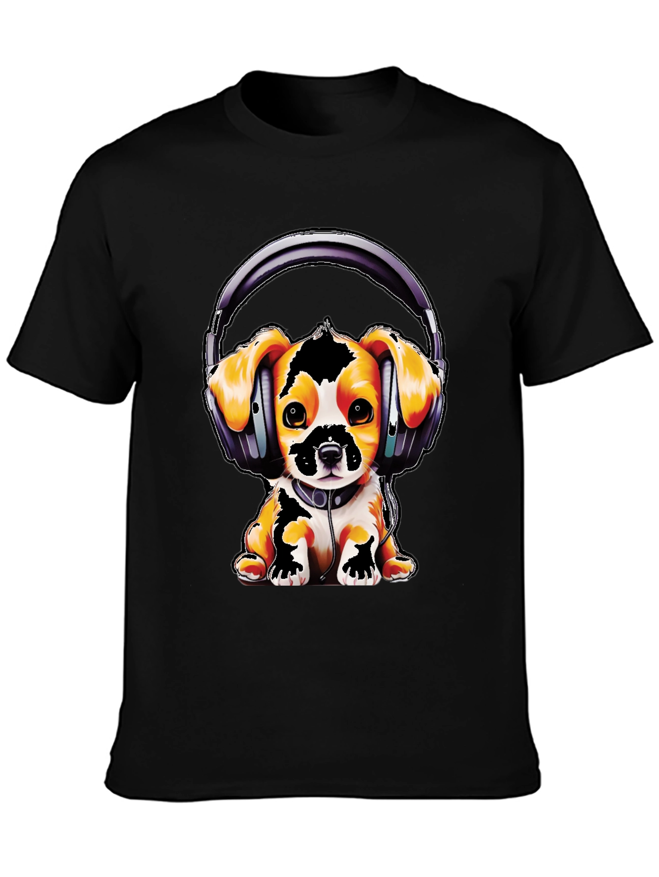 Dog with Headphones Graphic T-Shirt