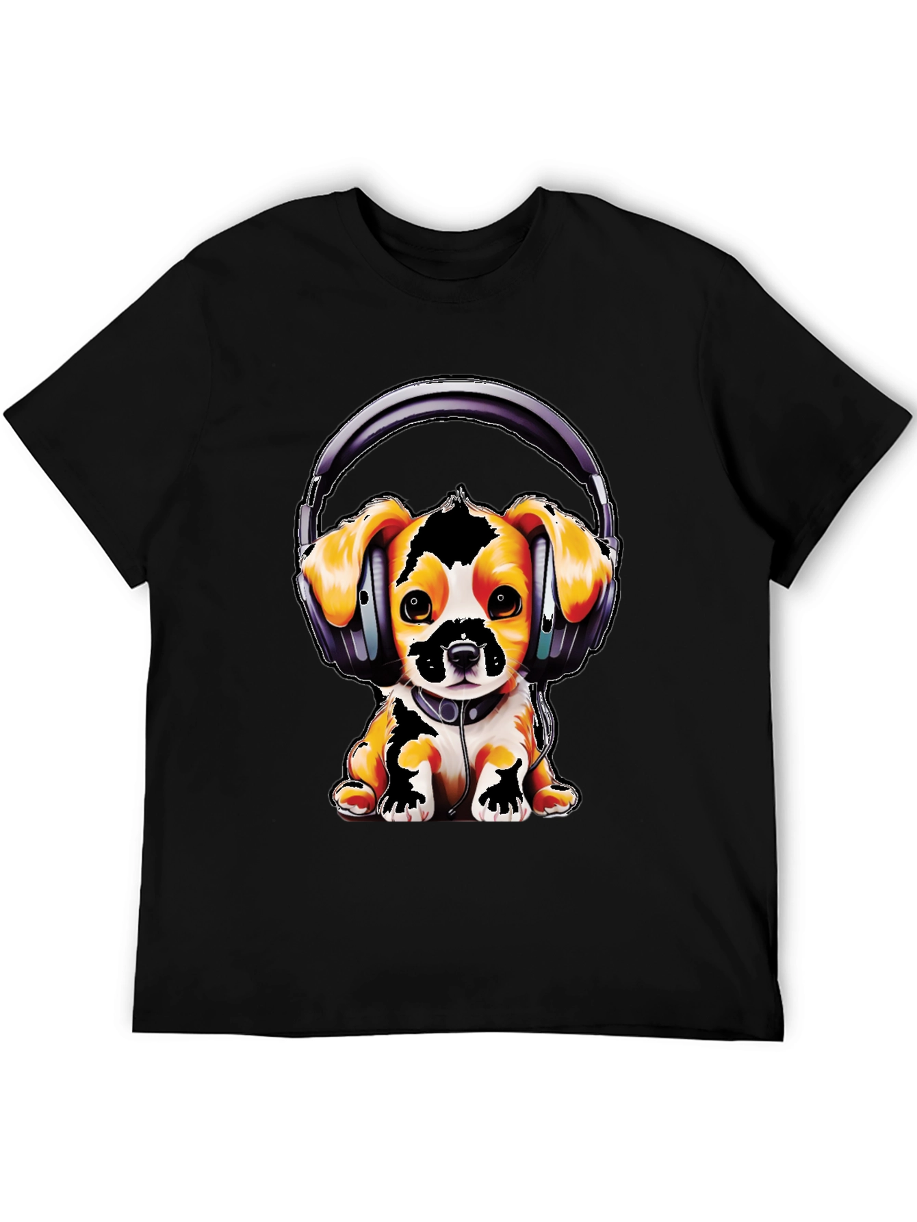 Dog with Headphones Graphic T-Shirt