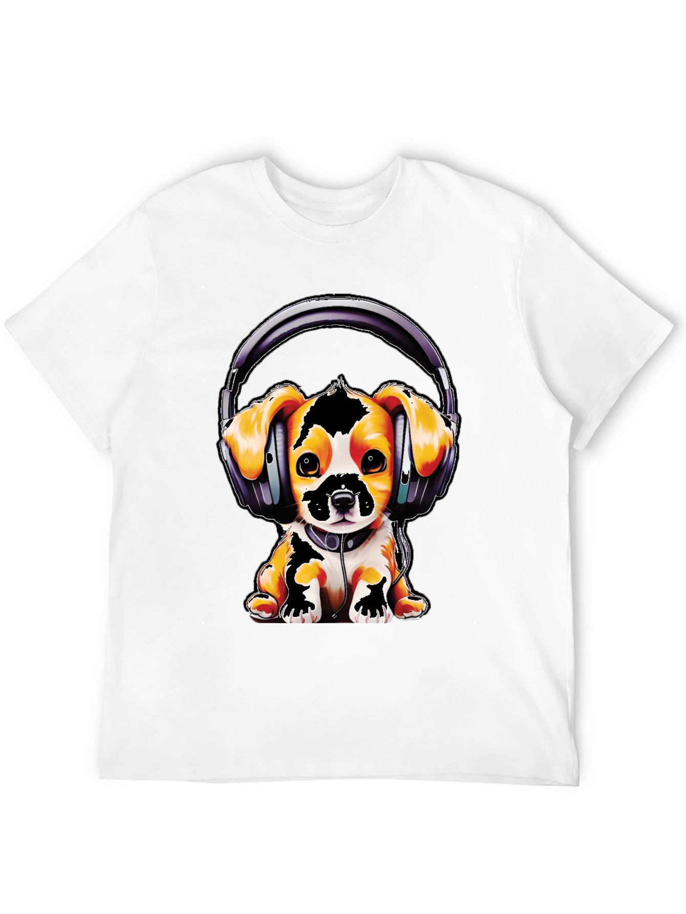 Dog with Headphones Graphic T-Shirt