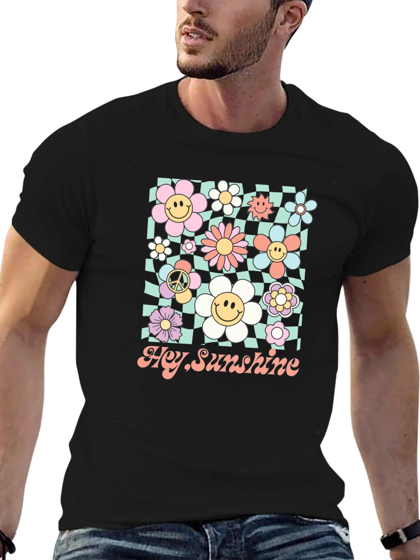 Hey Sunshine Floral Graphic T-Shirt - Retro Style