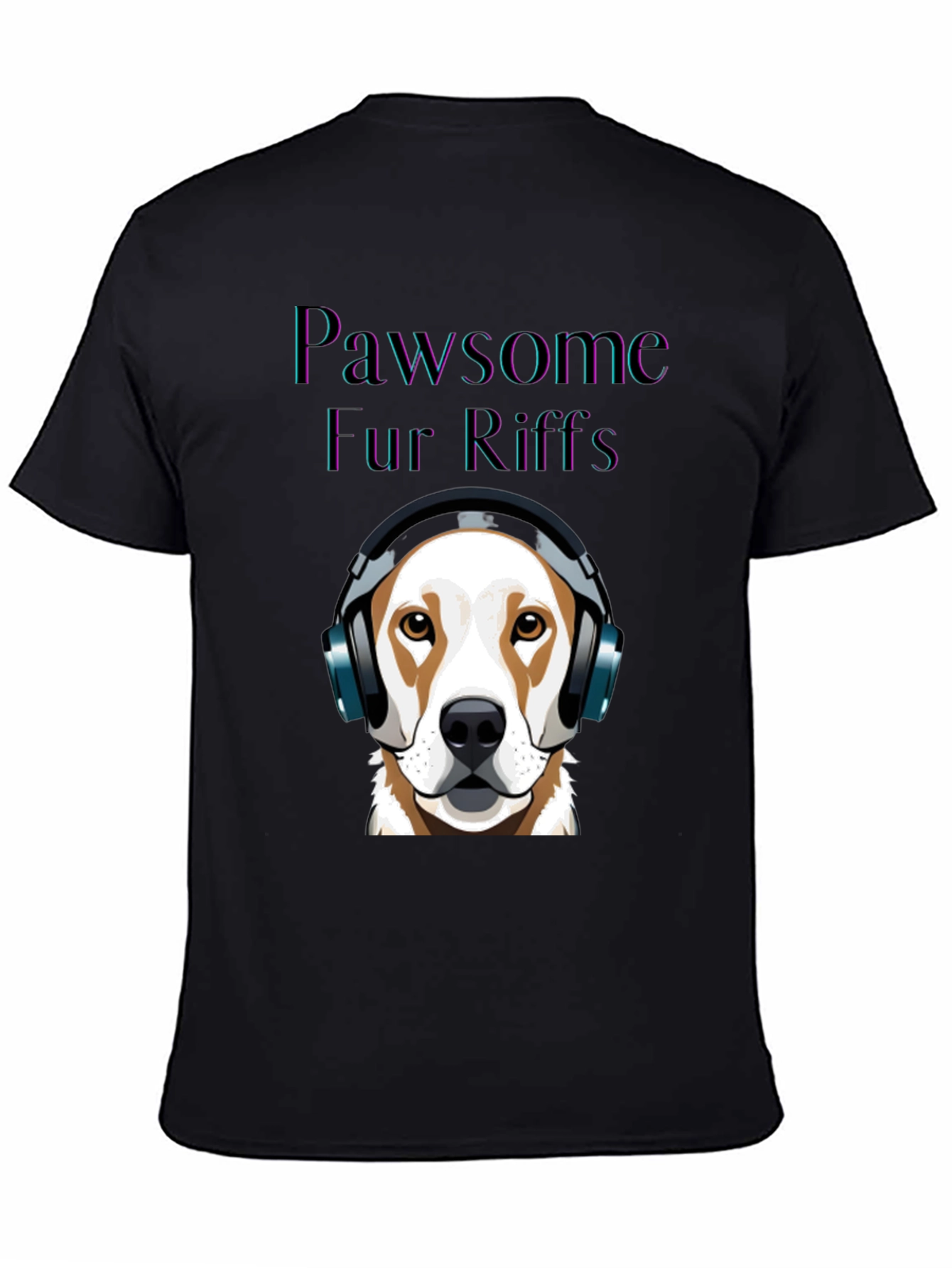 Pawsome Fur Riffs T-Shirt - Dog with Headphones