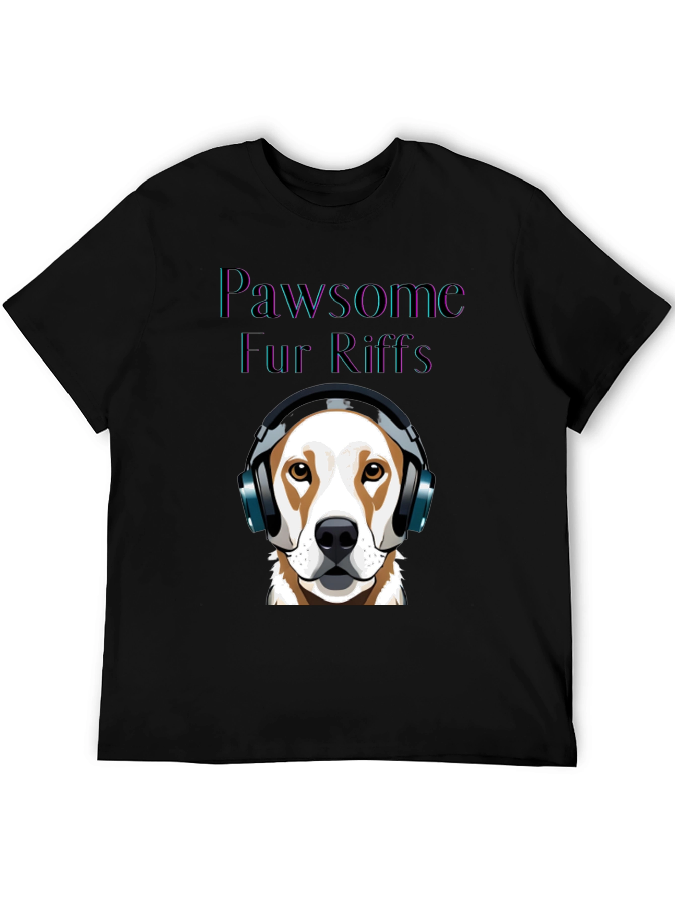 Pawsome Fur Riffs T-Shirt - Dog with Headphones
