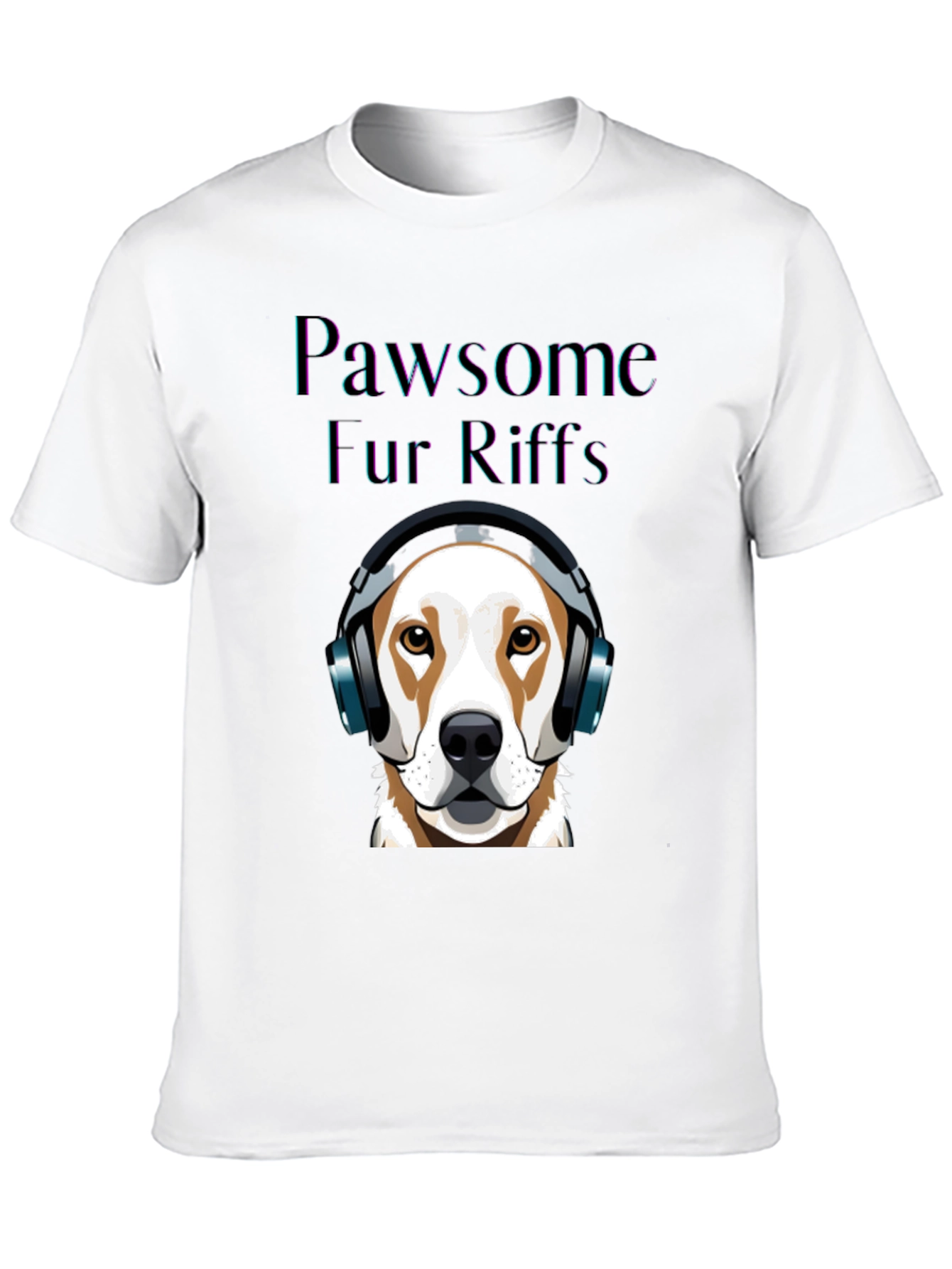 Pawsome Fur Riffs T-Shirt - Dog with Headphones